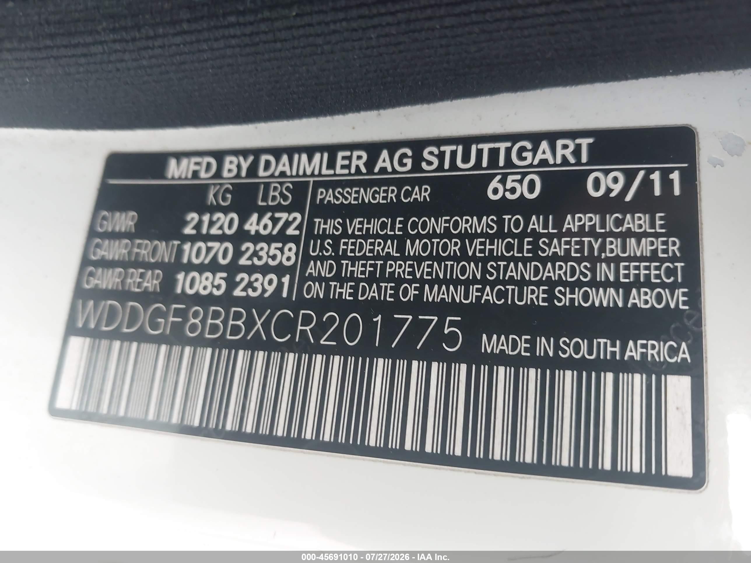 2012 Mercedes-benz C 300 Sport 4matic Белый vin: WDDGF8BBXCR201775