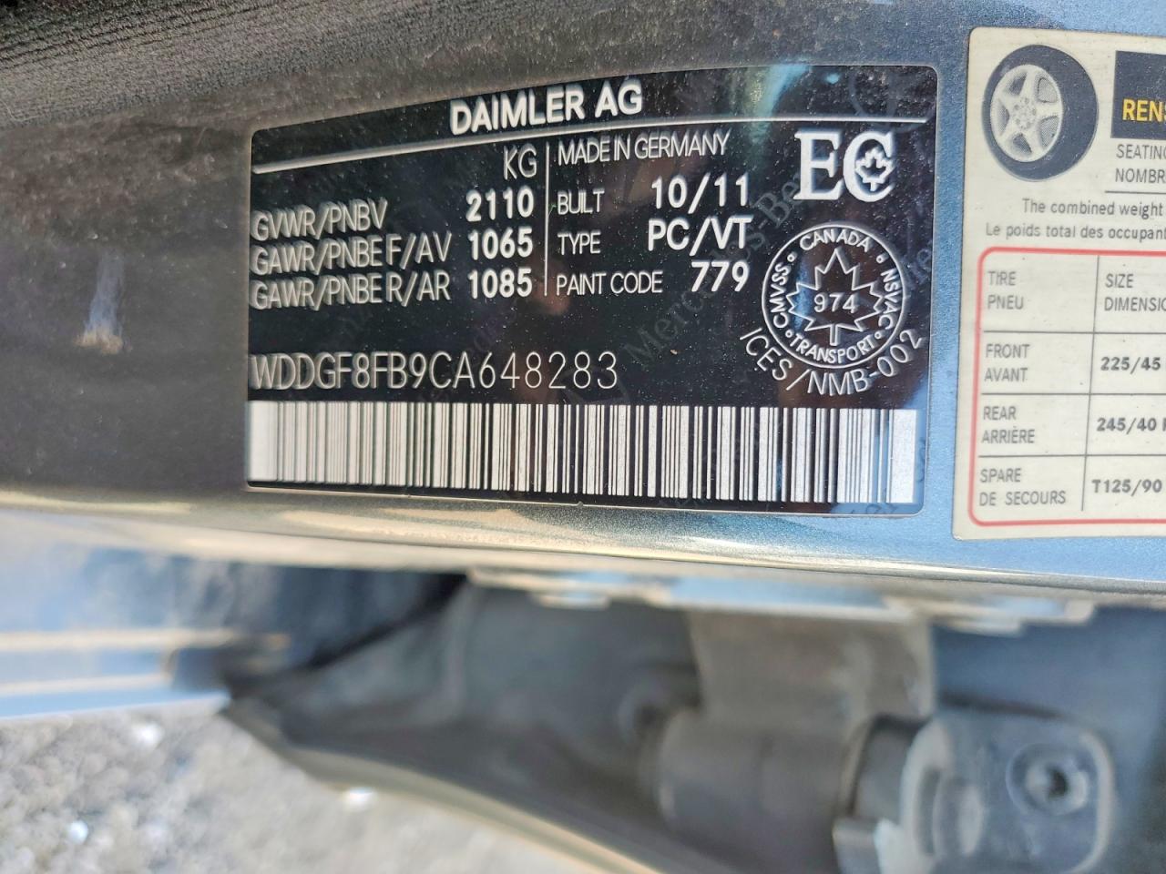 2012 Mercedes-benz C 250 4matic Gray vin: WDDGF8FB9CA648283