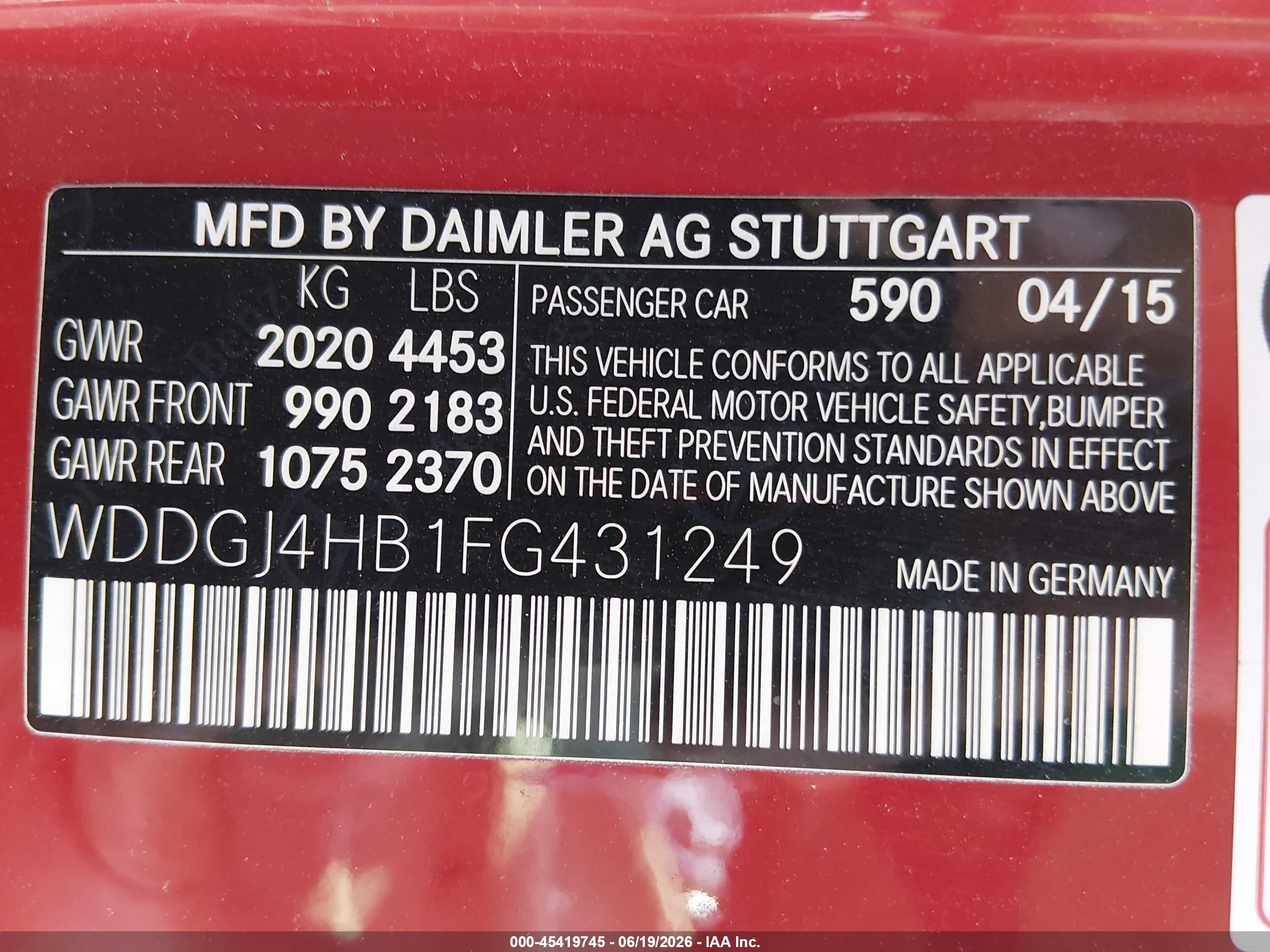 2015 Mercedes-benz C 250   Красный vin: WDDGJ4HB1FG431249