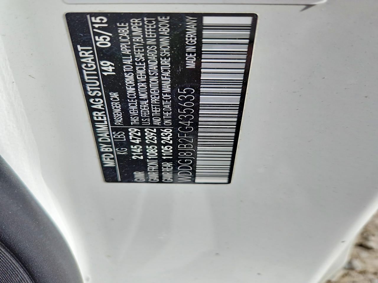 2015 Mercedes-benz C 350 4matic Белый vin: WDDGJ8JB2FG435635