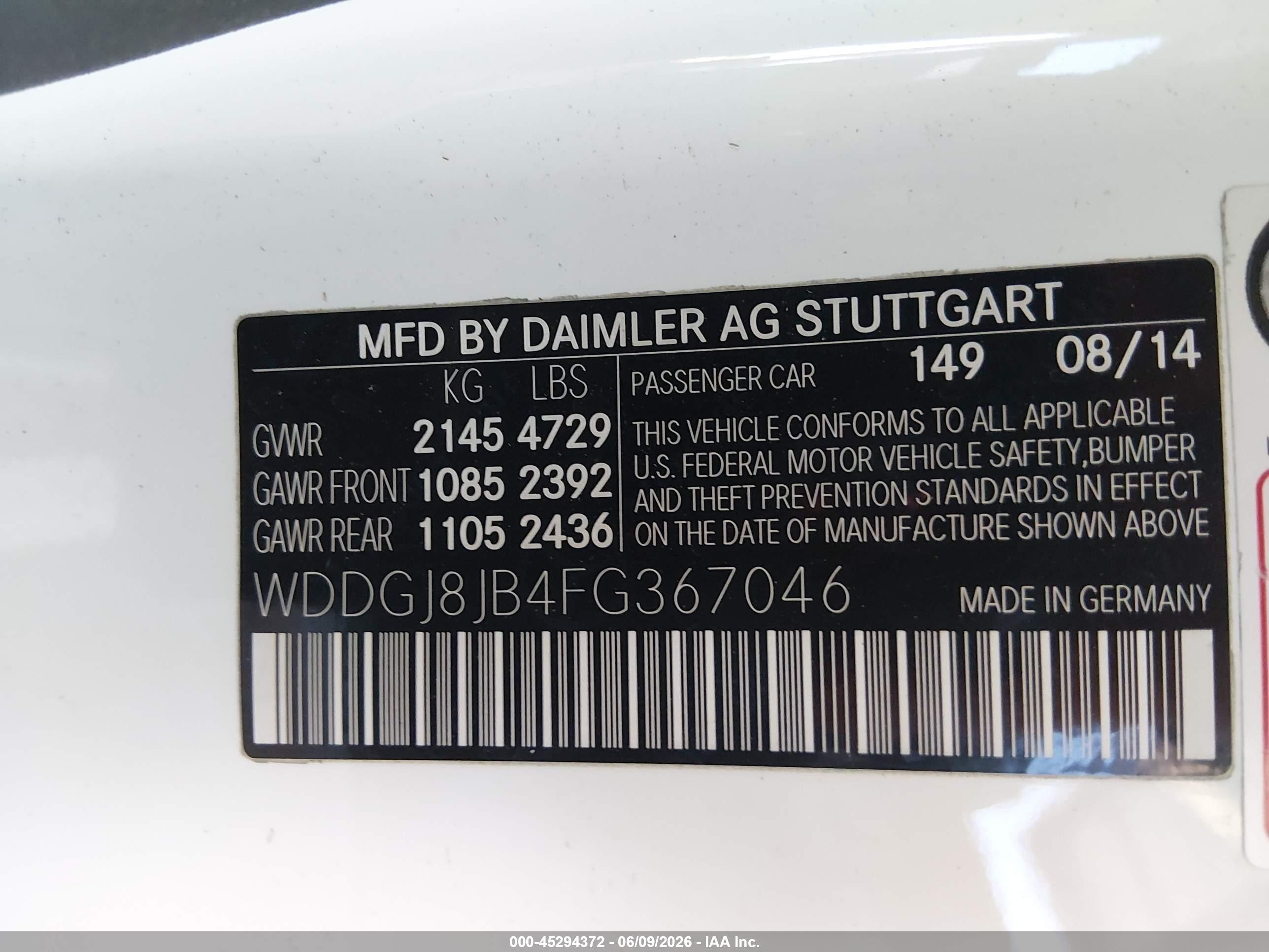 2015 Mercedes-benz C 350 Sport 4matic White vin: WDDGJ8JB4FG367046