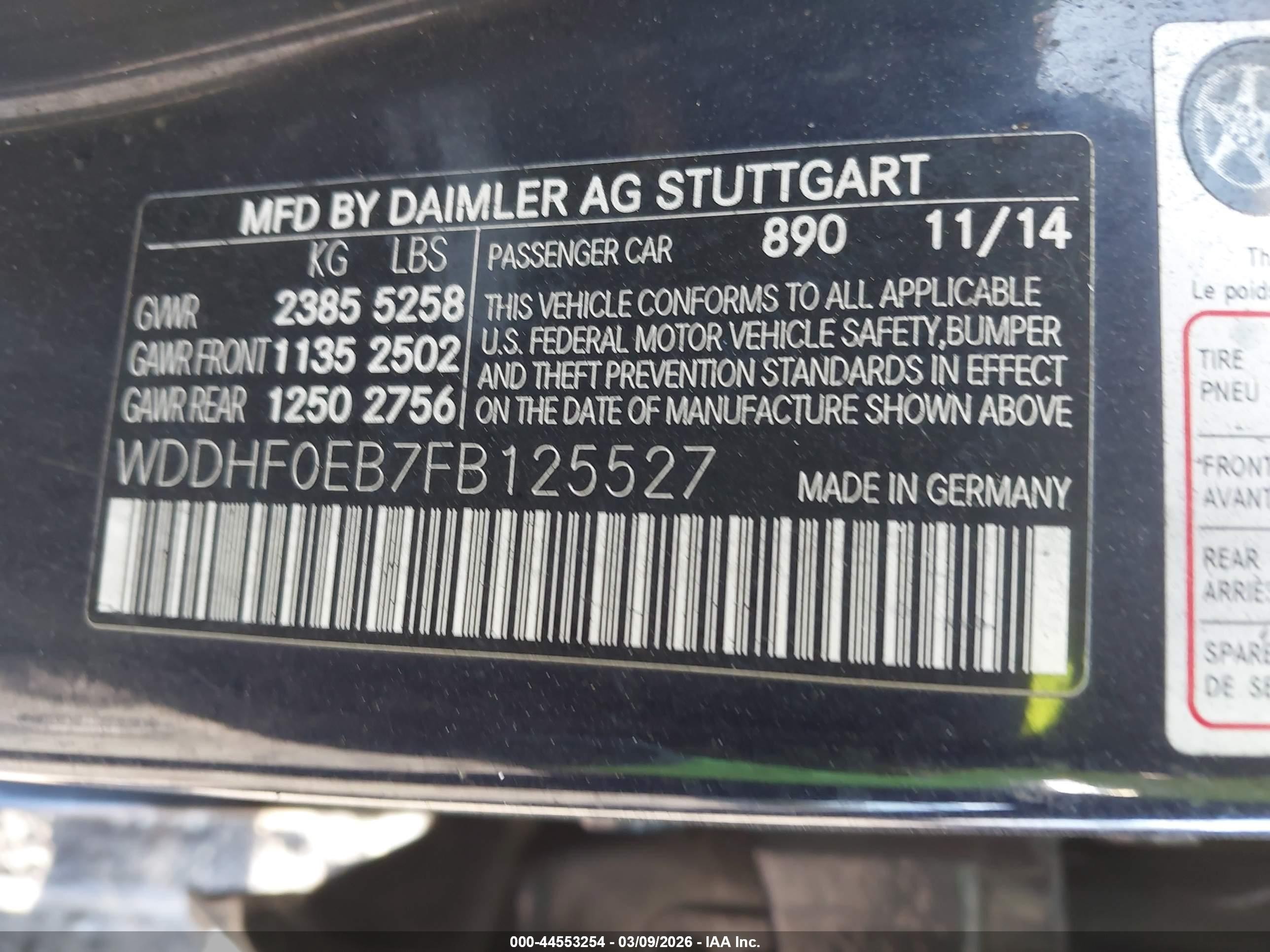 2015 Mercedes-benz E 250 Bluetec   Dark Blue vin: WDDHF0EB7FB125527