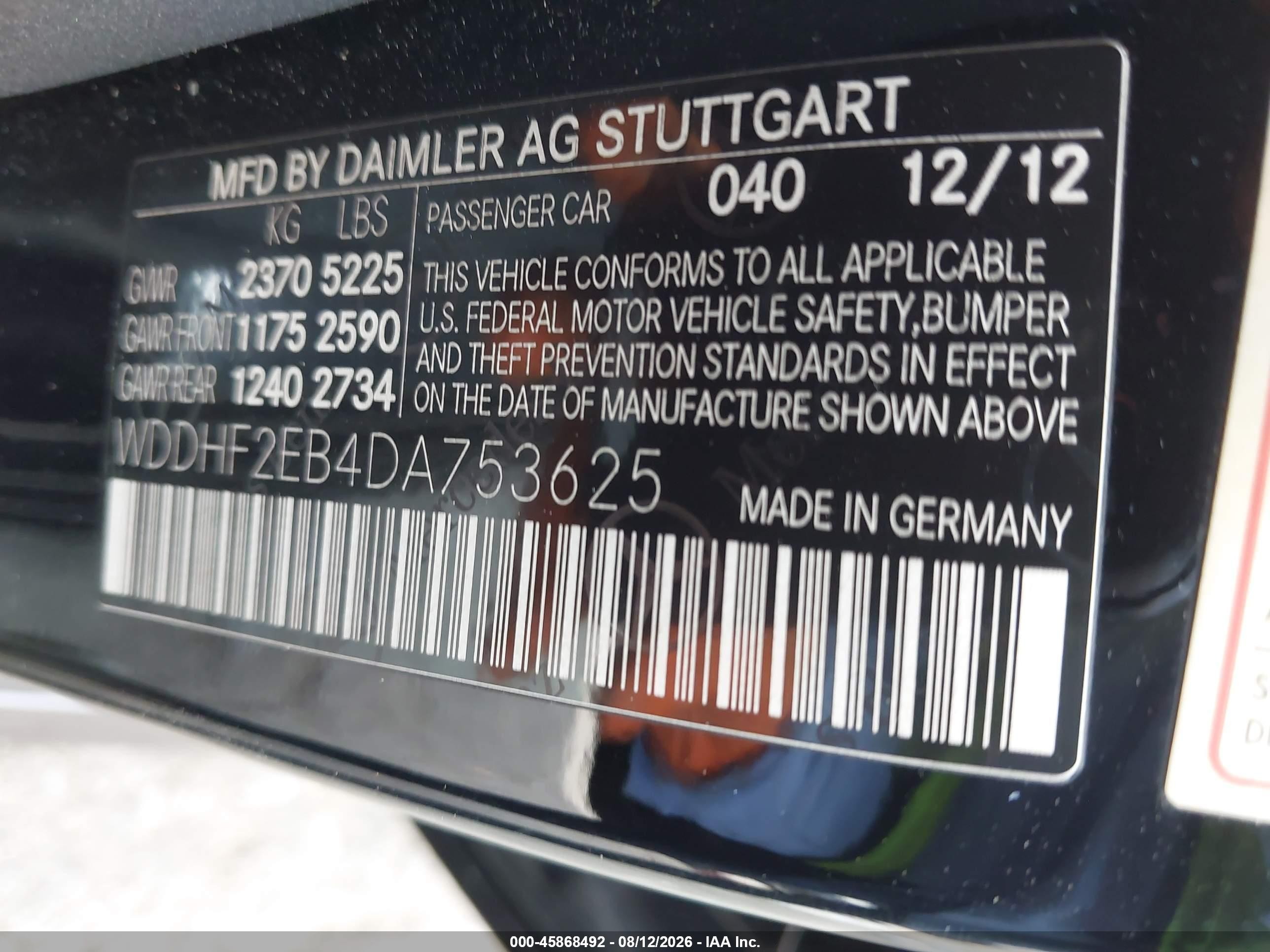 2013 Mercedes-benz E 350 Bluetec   Black vin: WDDHF2EB4DA753625