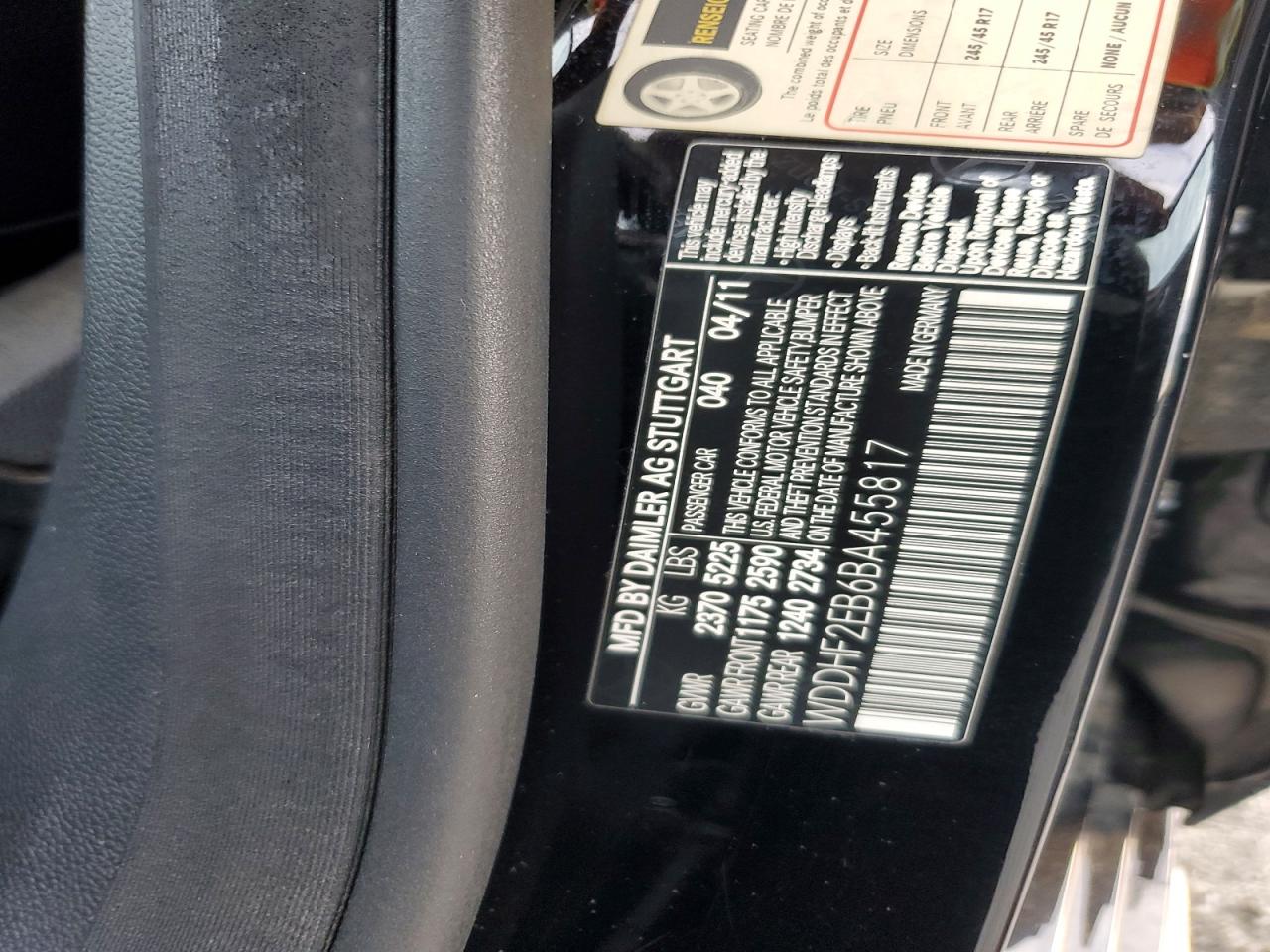 2011 Mercedes-benz E 350 Bluetec Black vin: WDDHF2EB6BA455817