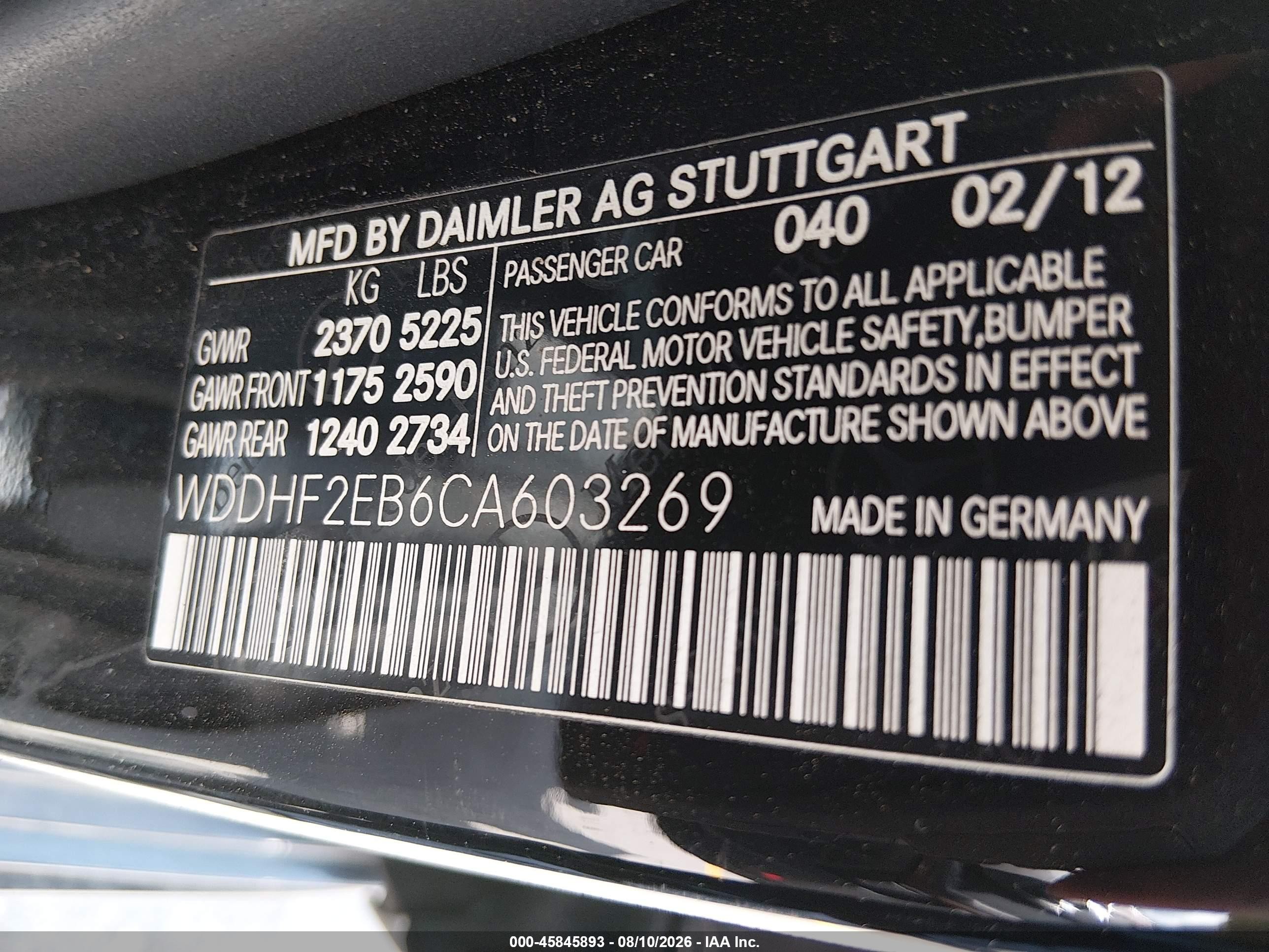 2012 Mercedes-benz E 350 Bluetec   Black vin: WDDHF2EB6CA603269