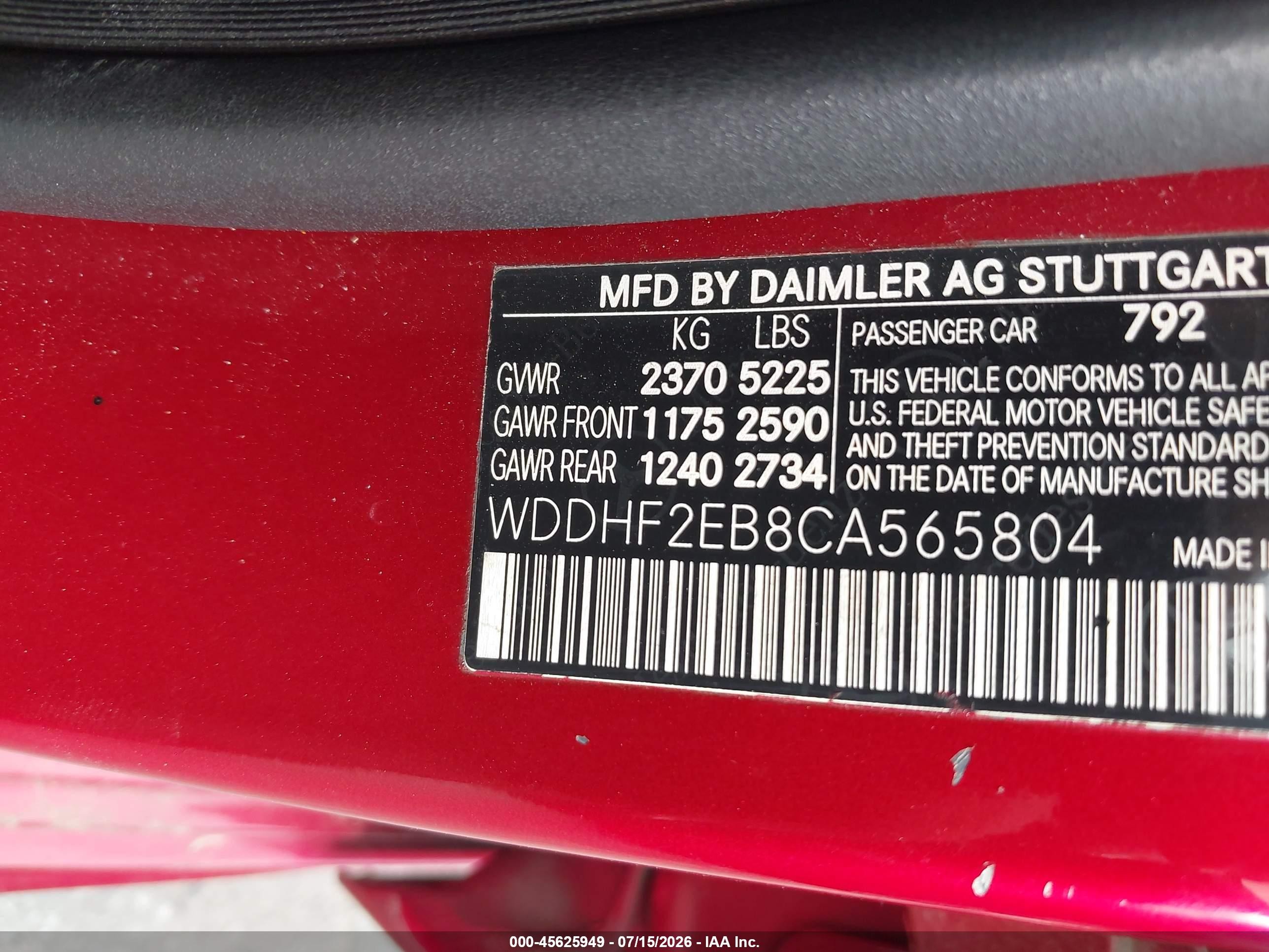 2012 Mercedes-benz E 350 Bluetec   Красный vin: WDDHF2EB8CA565804