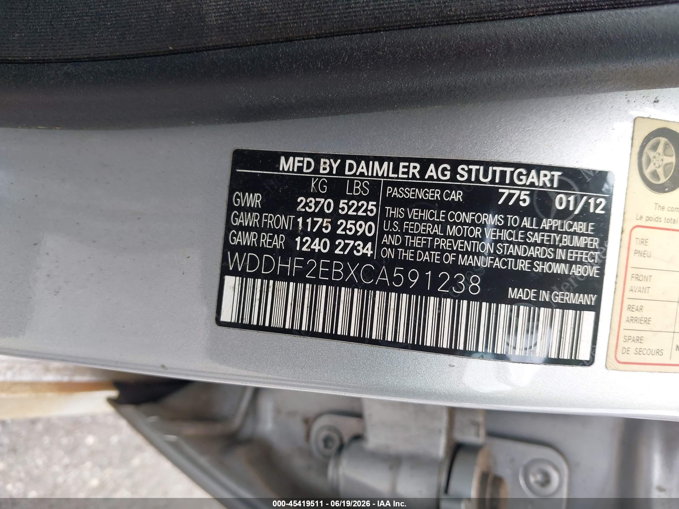 2012 Mercedes-benz E 350 Bluetec   Silver vin: WDDHF2EBXCA591238