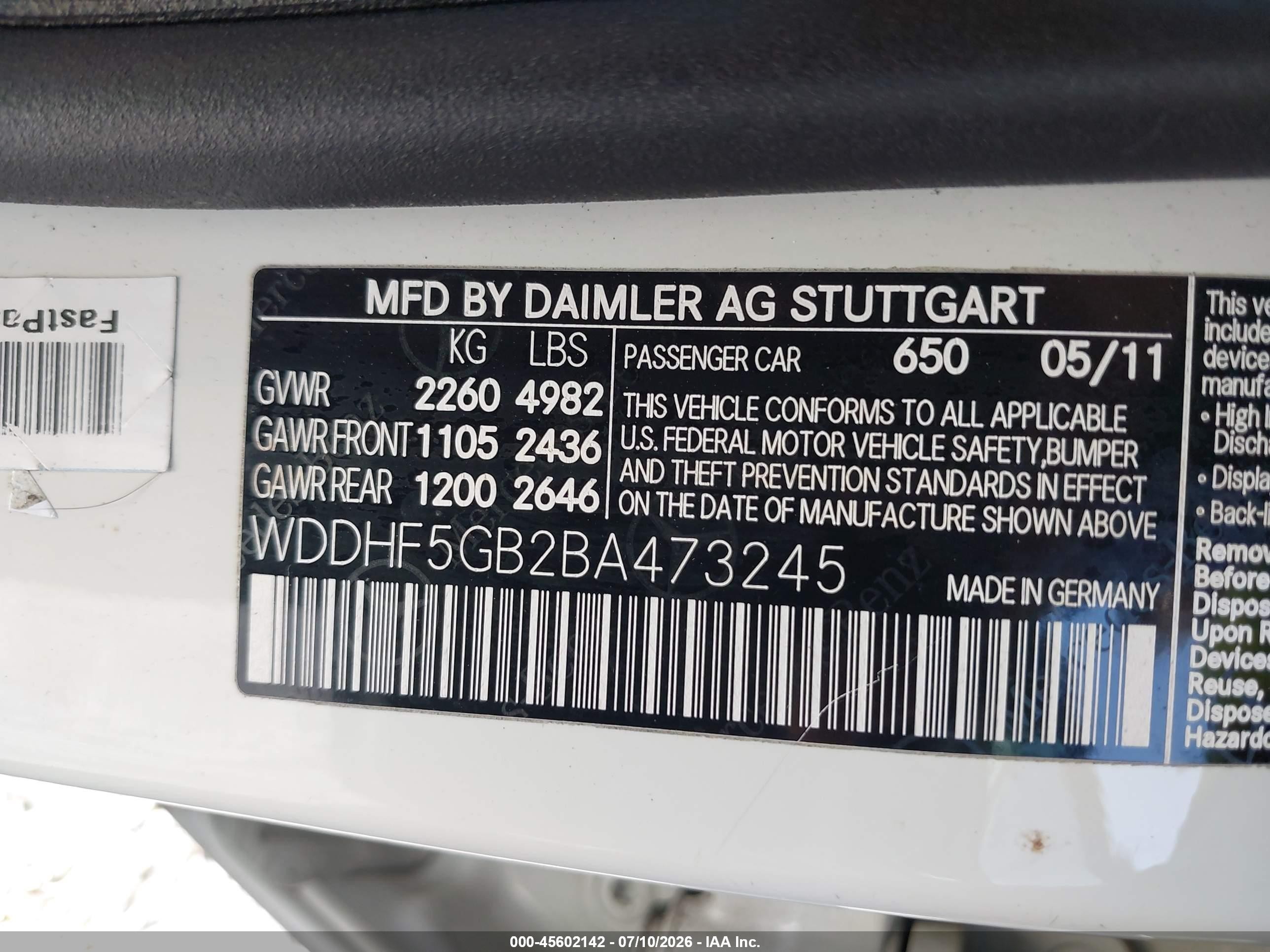 2011 Mercedes-benz E 350   White vin: WDDHF5GB2BA473245