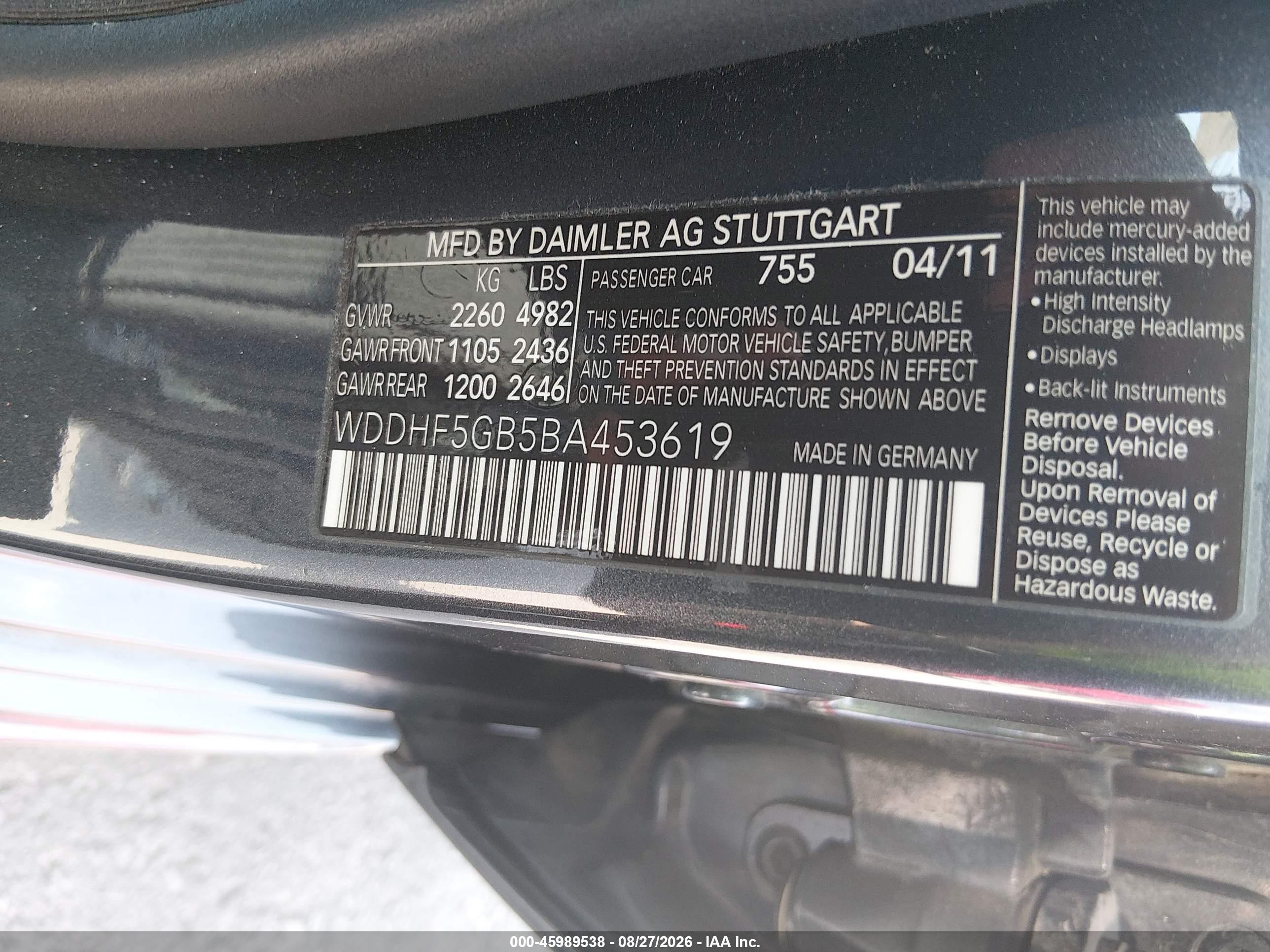2011 Mercedes-benz E 350   Gray vin: WDDHF5GB5BA453619