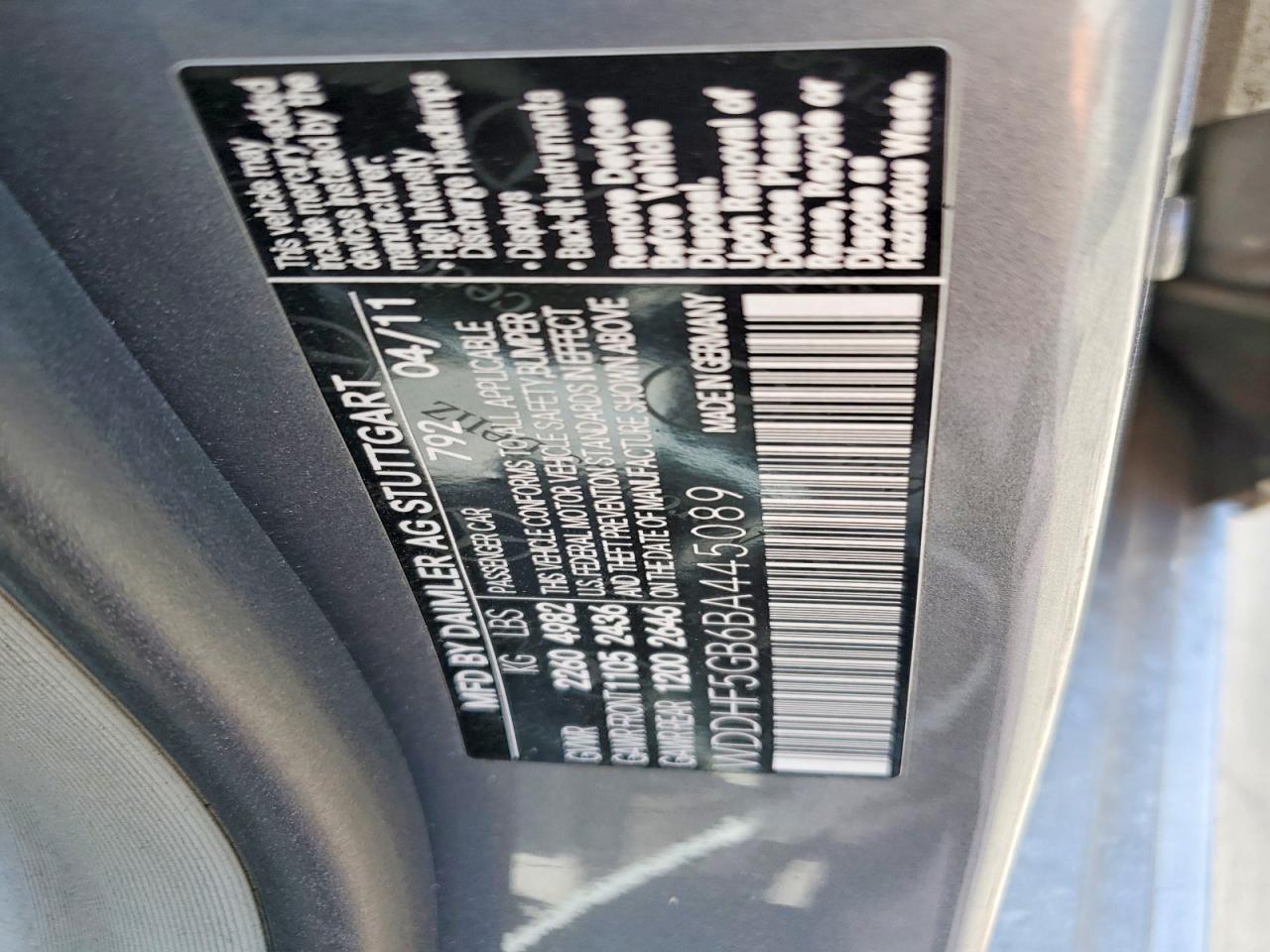 2011 Mercedes-benz E 350 Gray vin: WDDHF5GB6BA445089