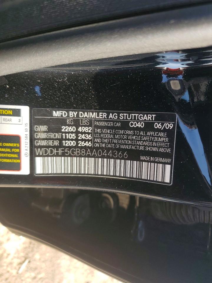 2010 Mercedes-benz E 350 Black vin: WDDHF5GB8AA044366