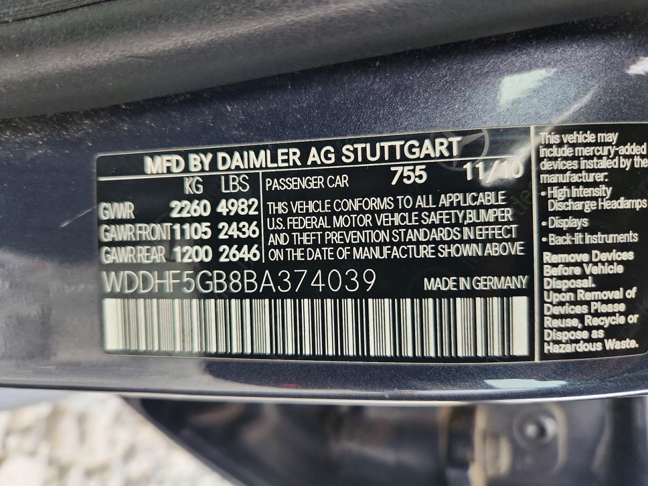 2011 Mercedes-benz E 350 Gray vin: WDDHF5GB8BA374039