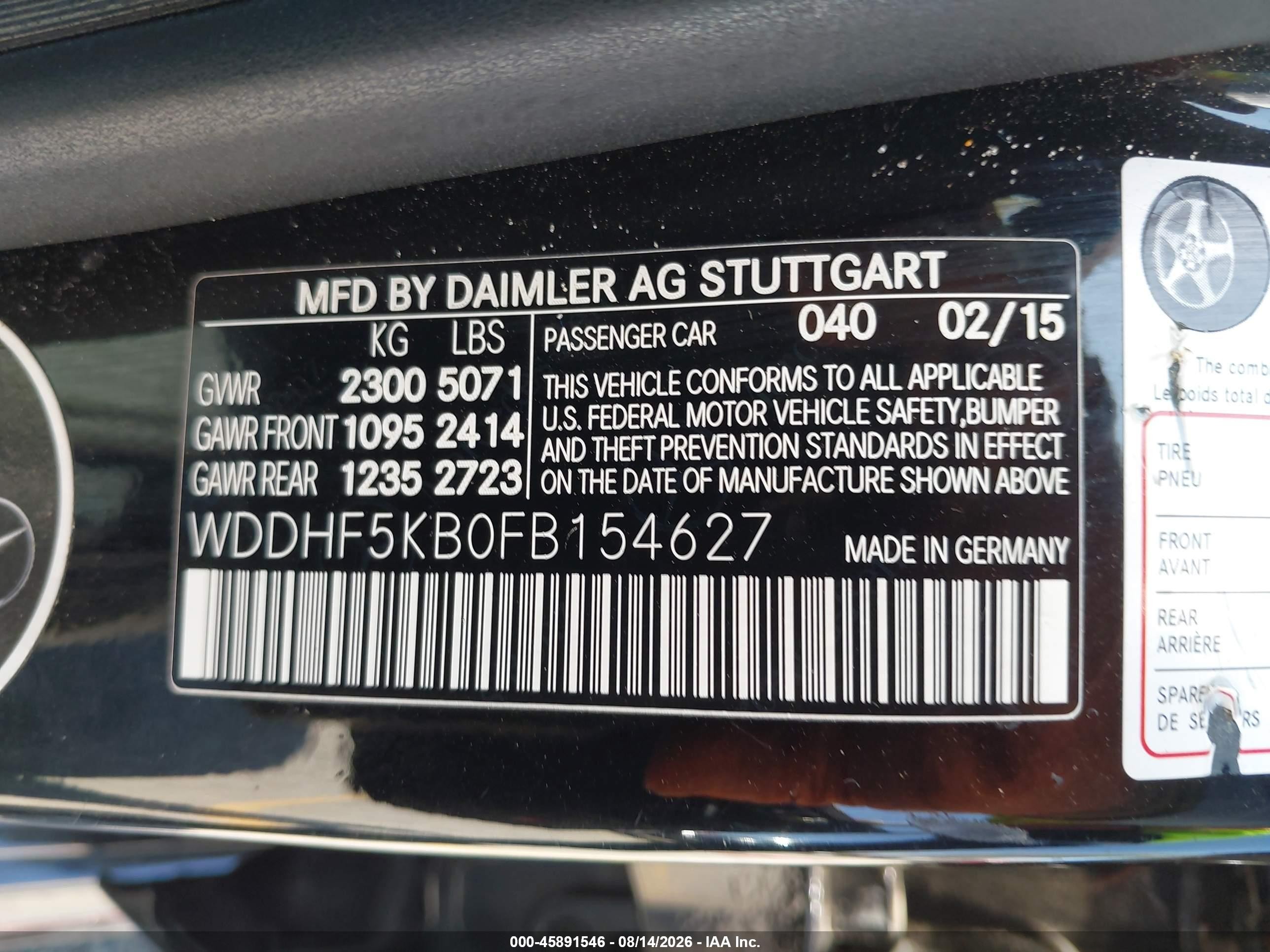 2015 Mercedes-benz E 350   Black vin: WDDHF5KB0FB154627