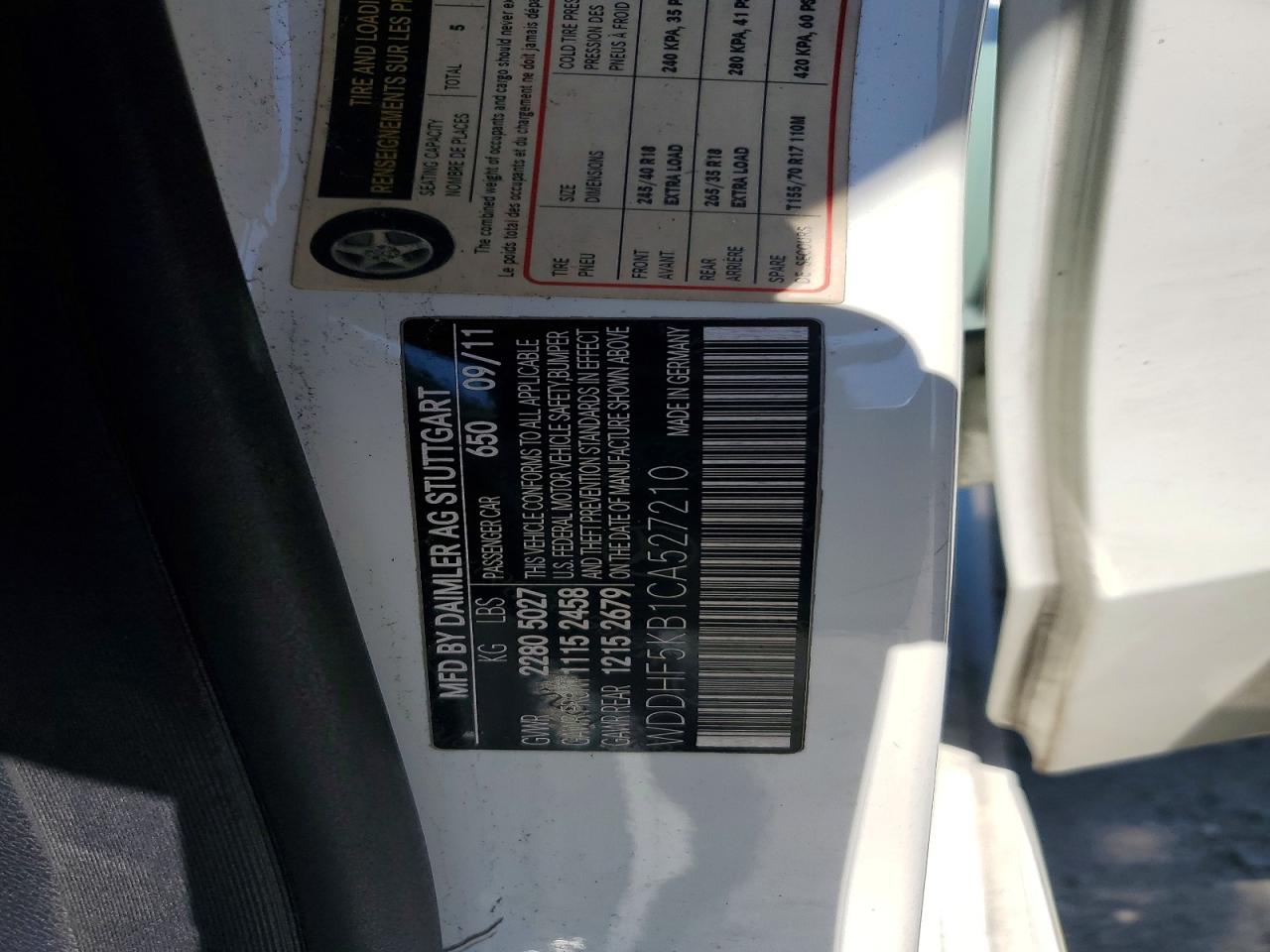 2012 Mercedes-benz E 350 Белый vin: WDDHF5KB1CA527210