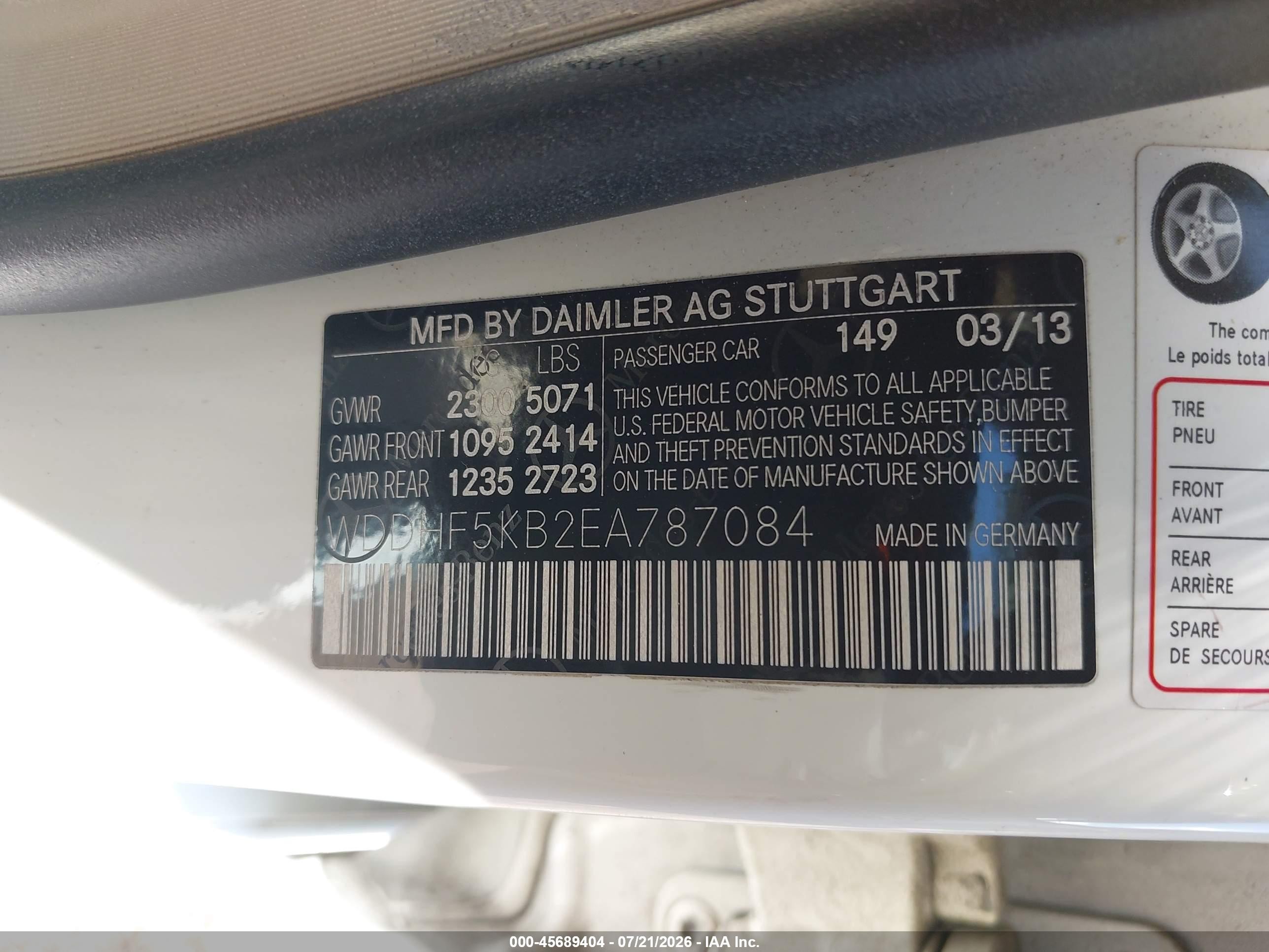 2014 Mercedes-benz E 350 Белый vin: WDDHF5KB2EA787084