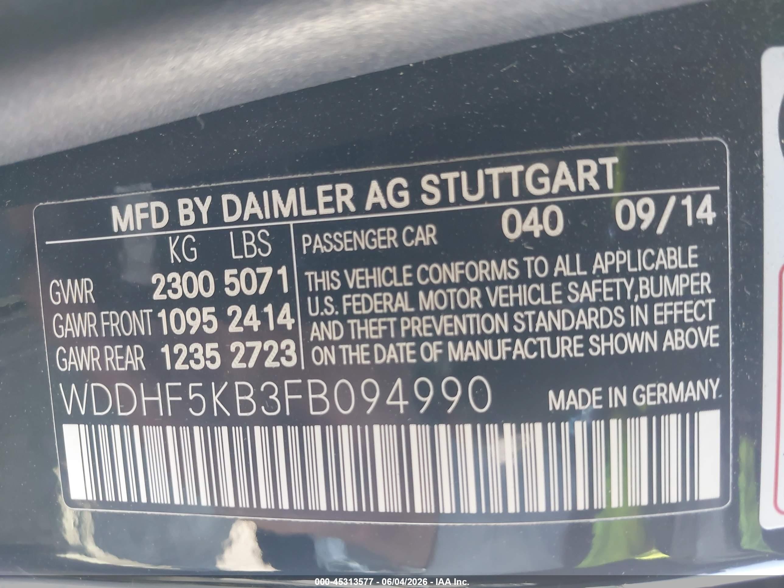 2015 Mercedes-benz E 350   Черный vin: WDDHF5KB3FB094990