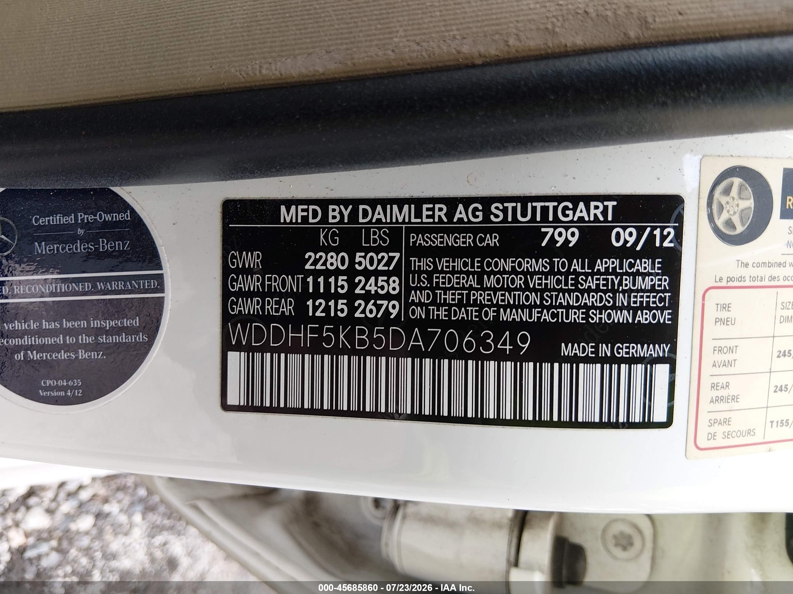2013 Mercedes-benz E 350 Белый vin: WDDHF5KB5DA706349