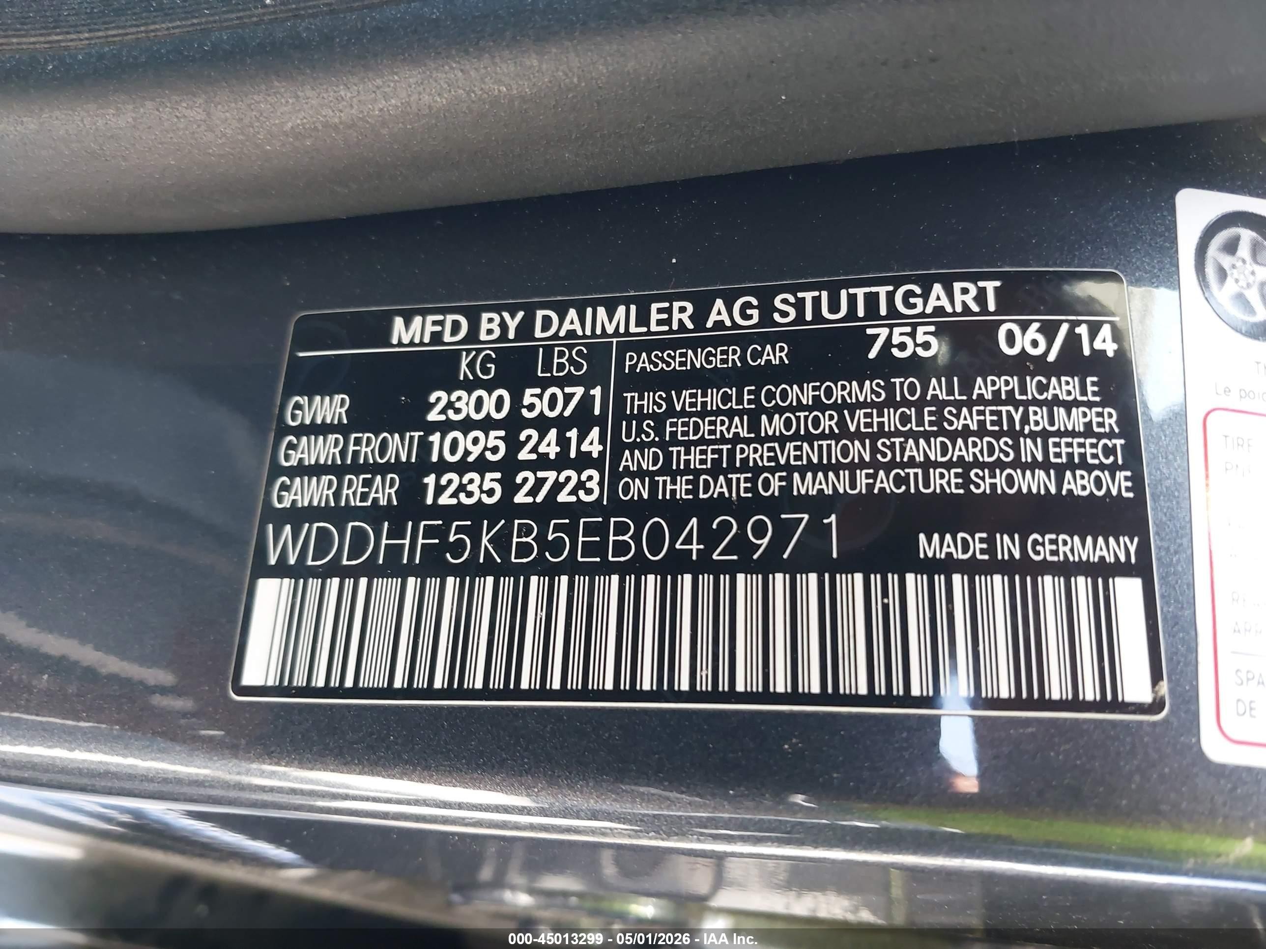 2014 Mercedes-benz E 350   Light Blue vin: WDDHF5KB5EB042971