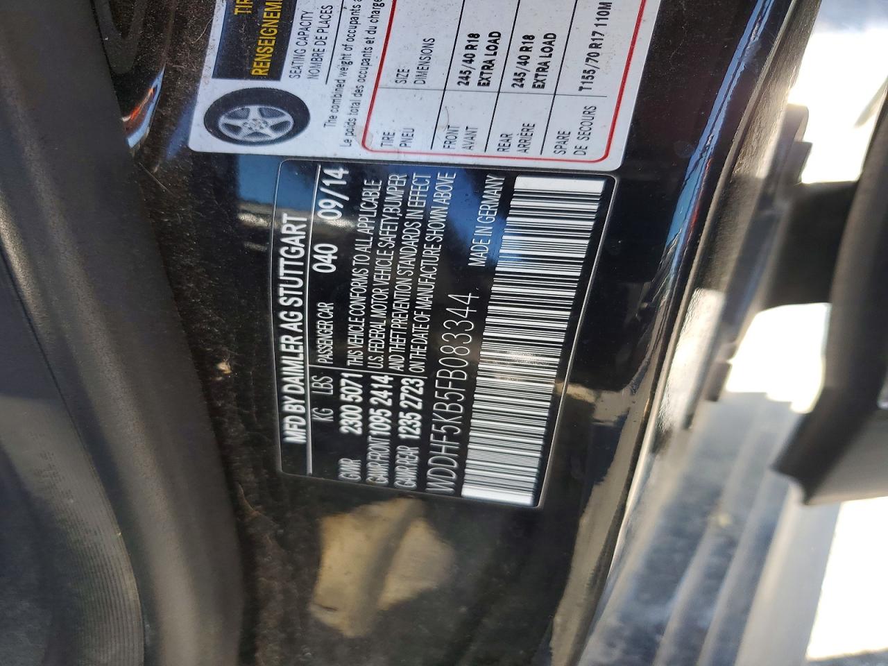 2015 Mercedes-benz E Черный vin: WDDHF5KB5FB083344