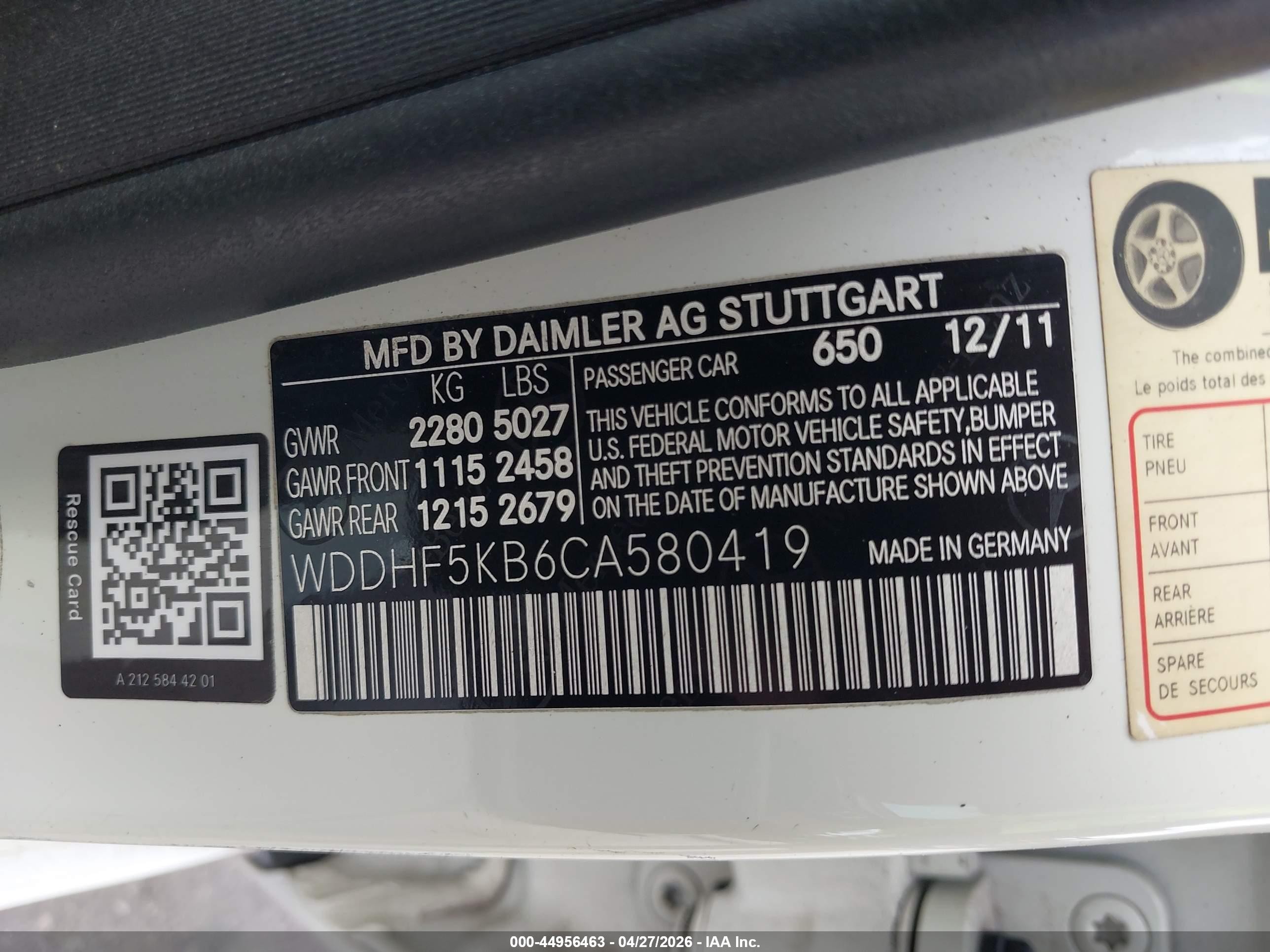 2012 Mercedes-benz E 350   White vin: WDDHF5KB6CA580419