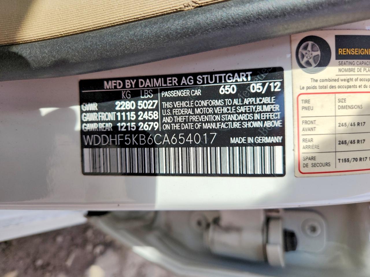 2012 Mercedes-benz E 350 White vin: WDDHF5KB6CA654017