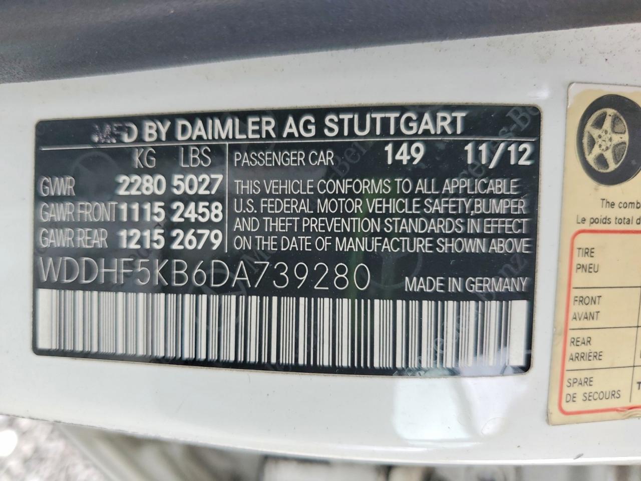 2013 Mercedes-benz E 350 White vin: WDDHF5KB6DA739280