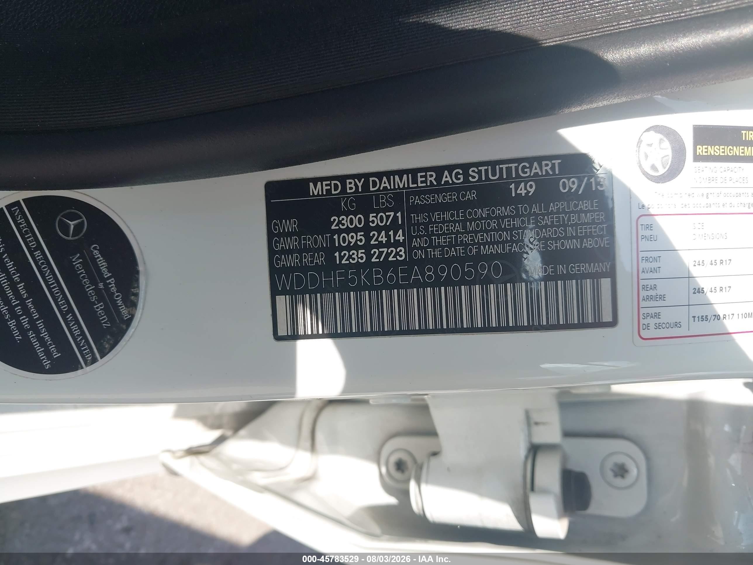 2014 Mercedes-benz E 350   Белый vin: WDDHF5KB6EA890590