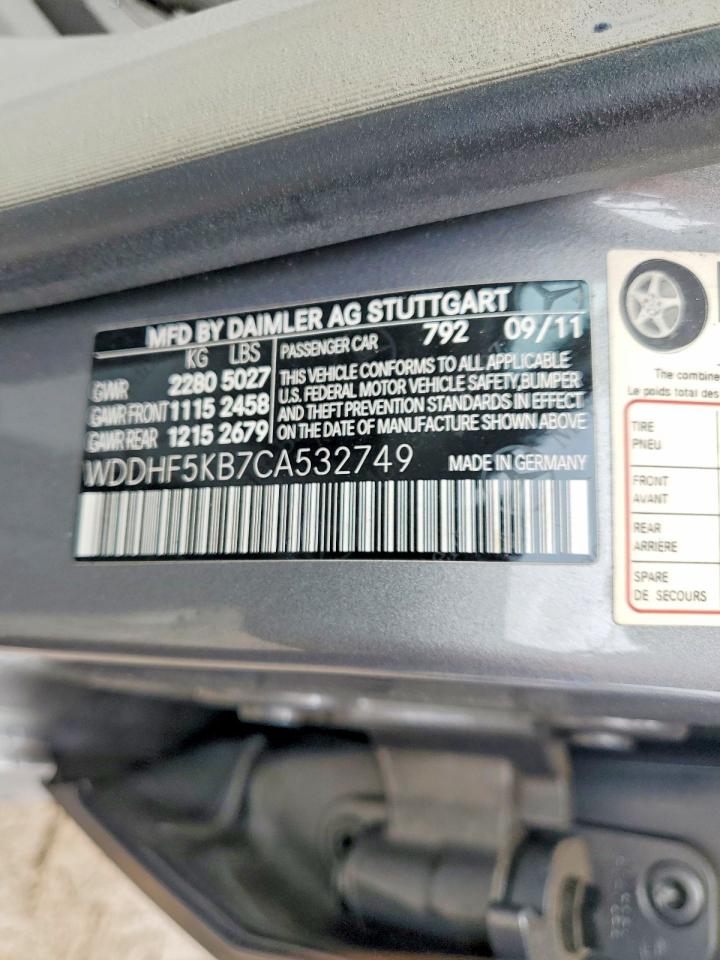 2012 Mercedes-benz E 350 Gray vin: WDDHF5KB7CA532749