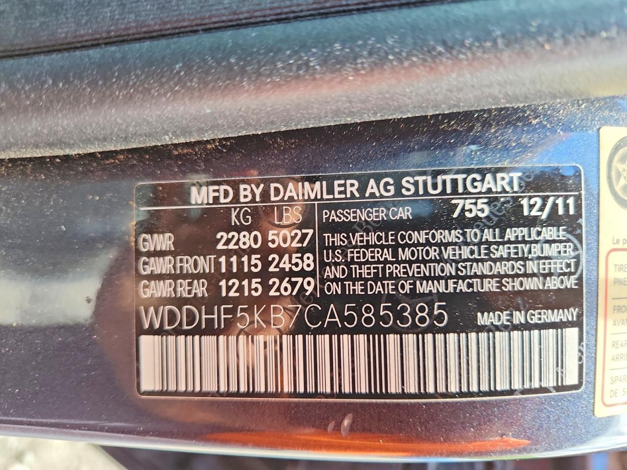 2012 Mercedes-benz E 350 Charcoal vin: WDDHF5KB7CA585385