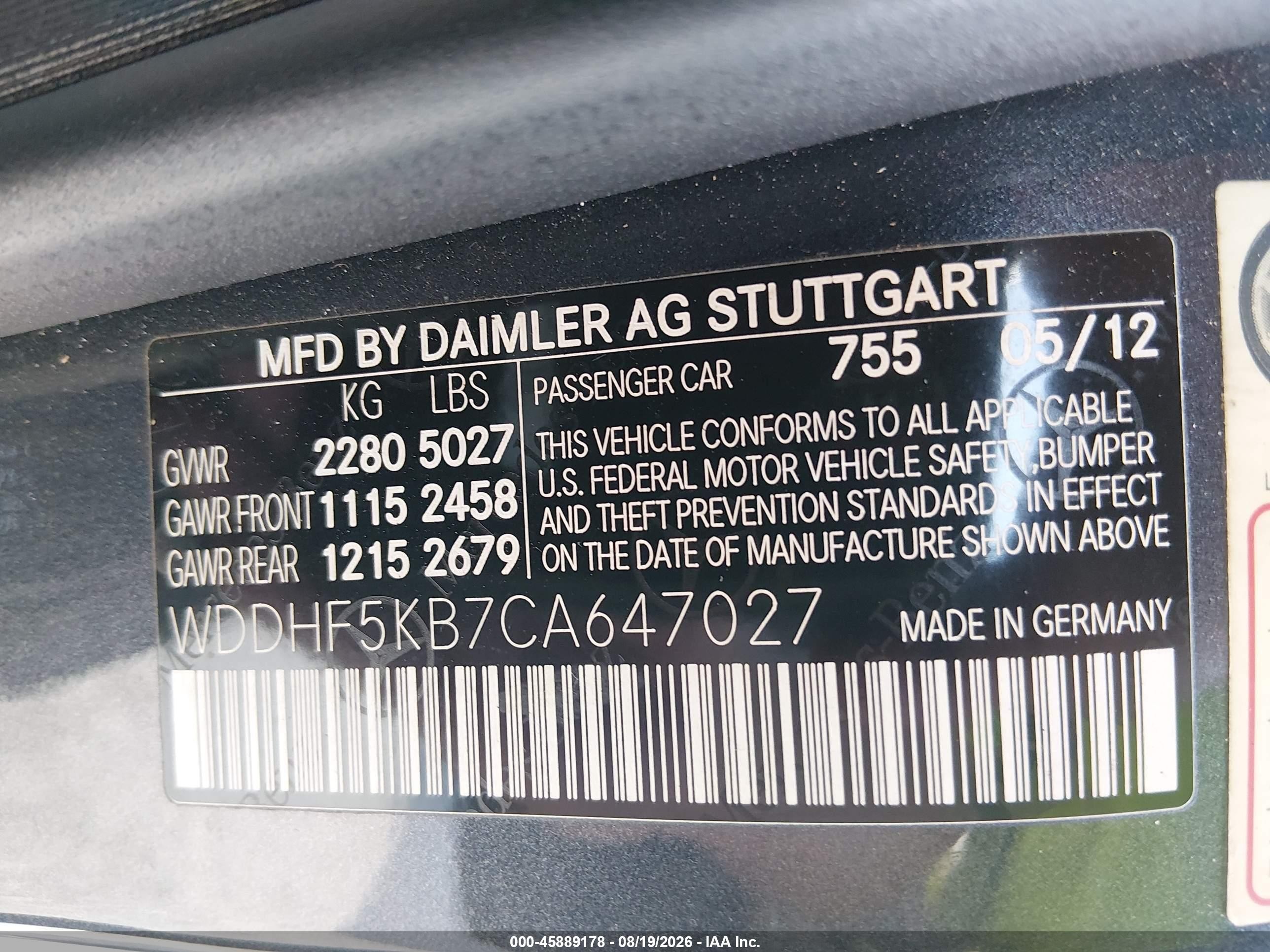 2012 Mercedes-benz E 350   Gray vin: WDDHF5KB7CA647027