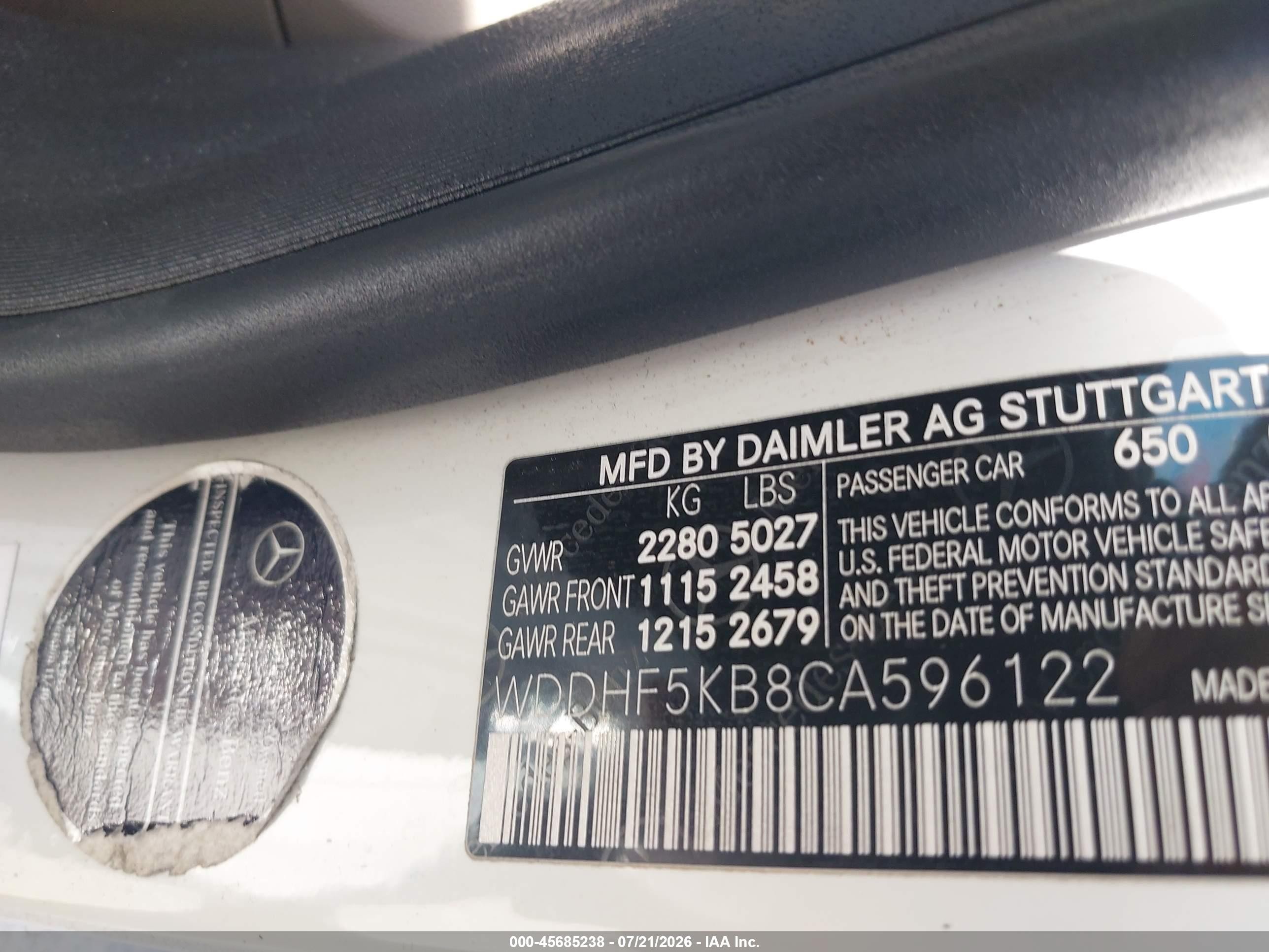 2012 Mercedes-benz E 350   White vin: WDDHF5KB8CA596122