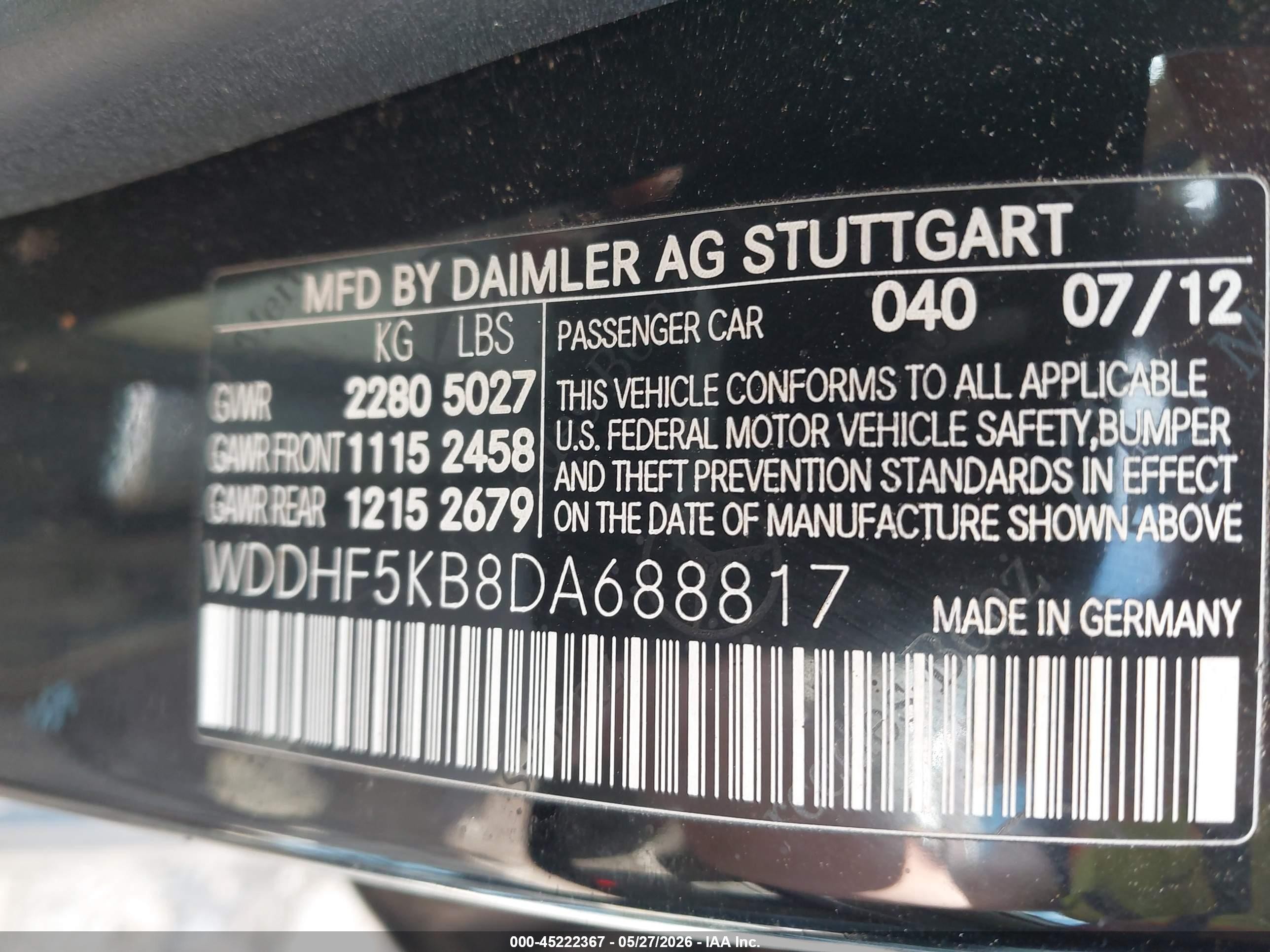 2013 Mercedes-benz E 350   Черный vin: WDDHF5KB8DA688817