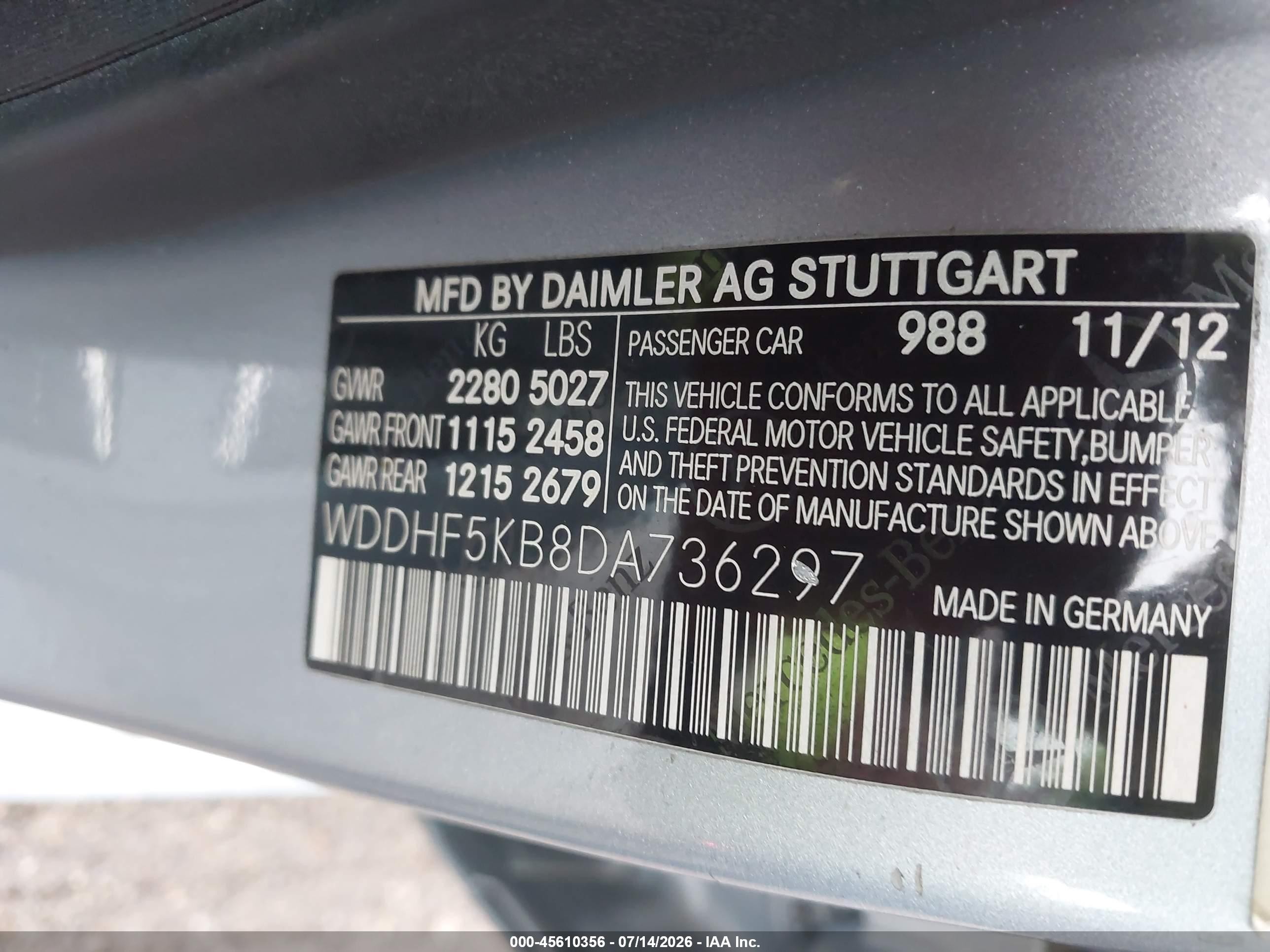 2013 Mercedes-benz E 350   Blue vin: WDDHF5KB8DA736297