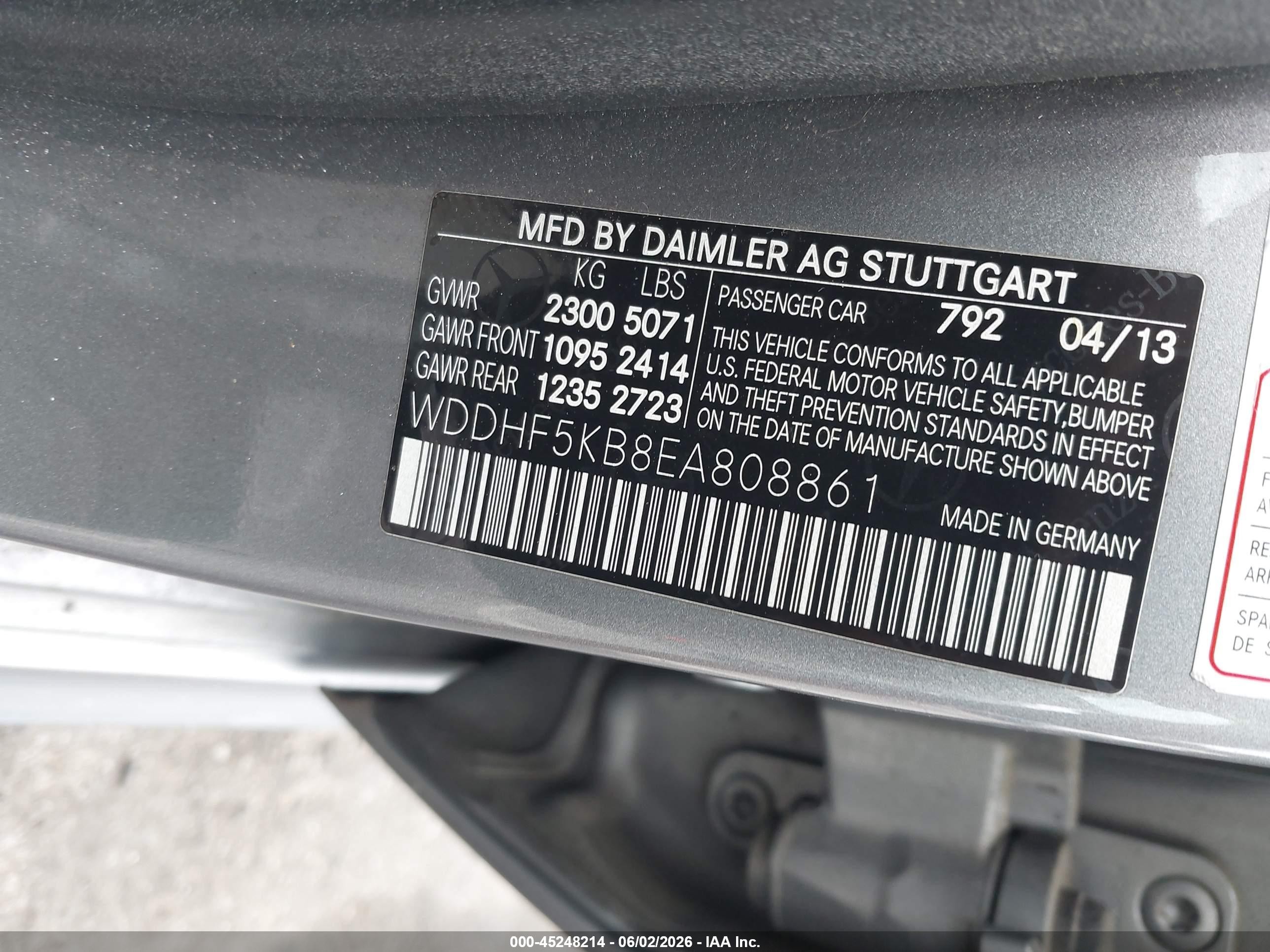 2014 Mercedes-benz E 350 Серый vin: WDDHF5KB8EA808861