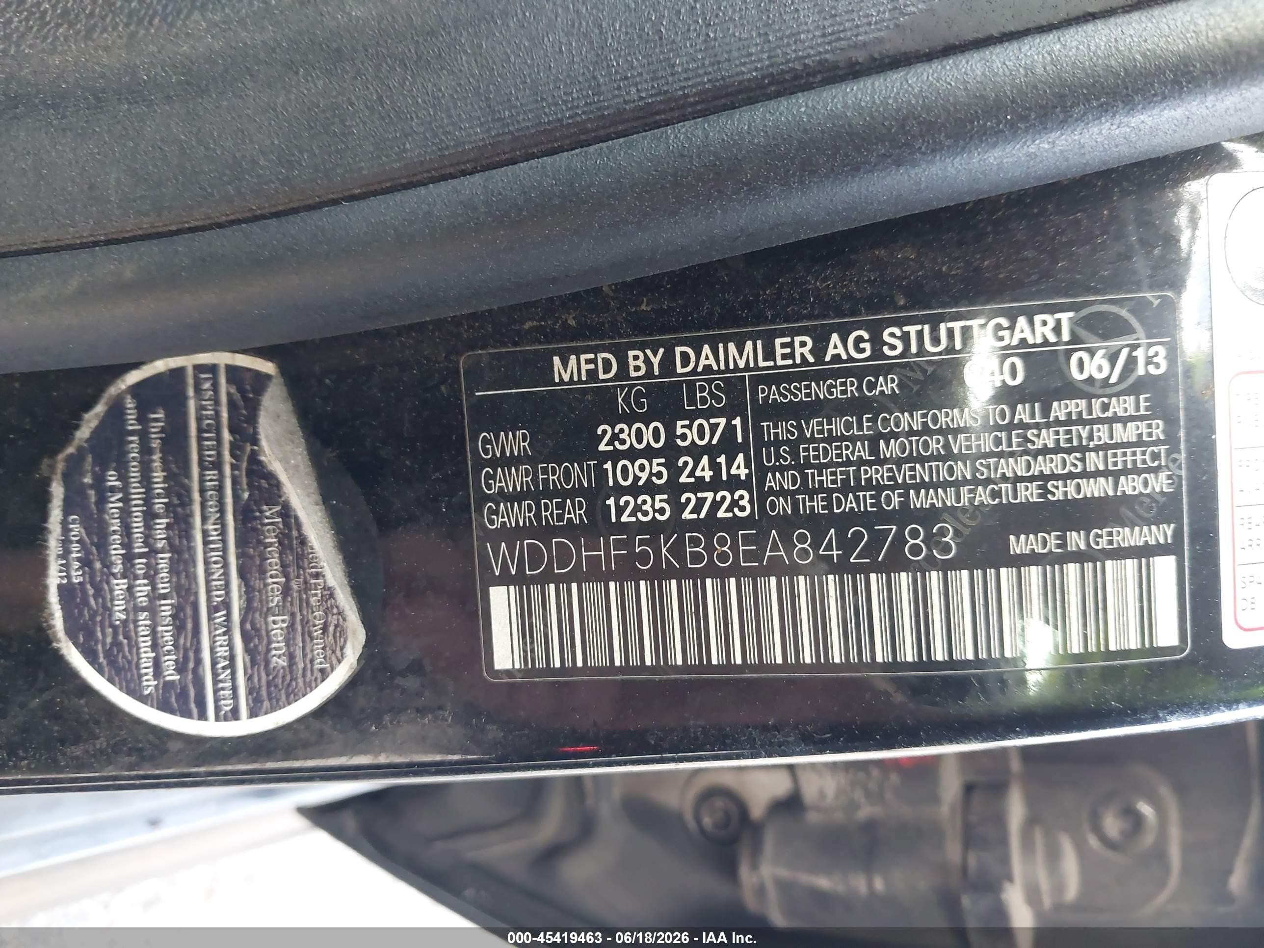 2014 Mercedes-benz E 350   Черный vin: WDDHF5KB8EA842783