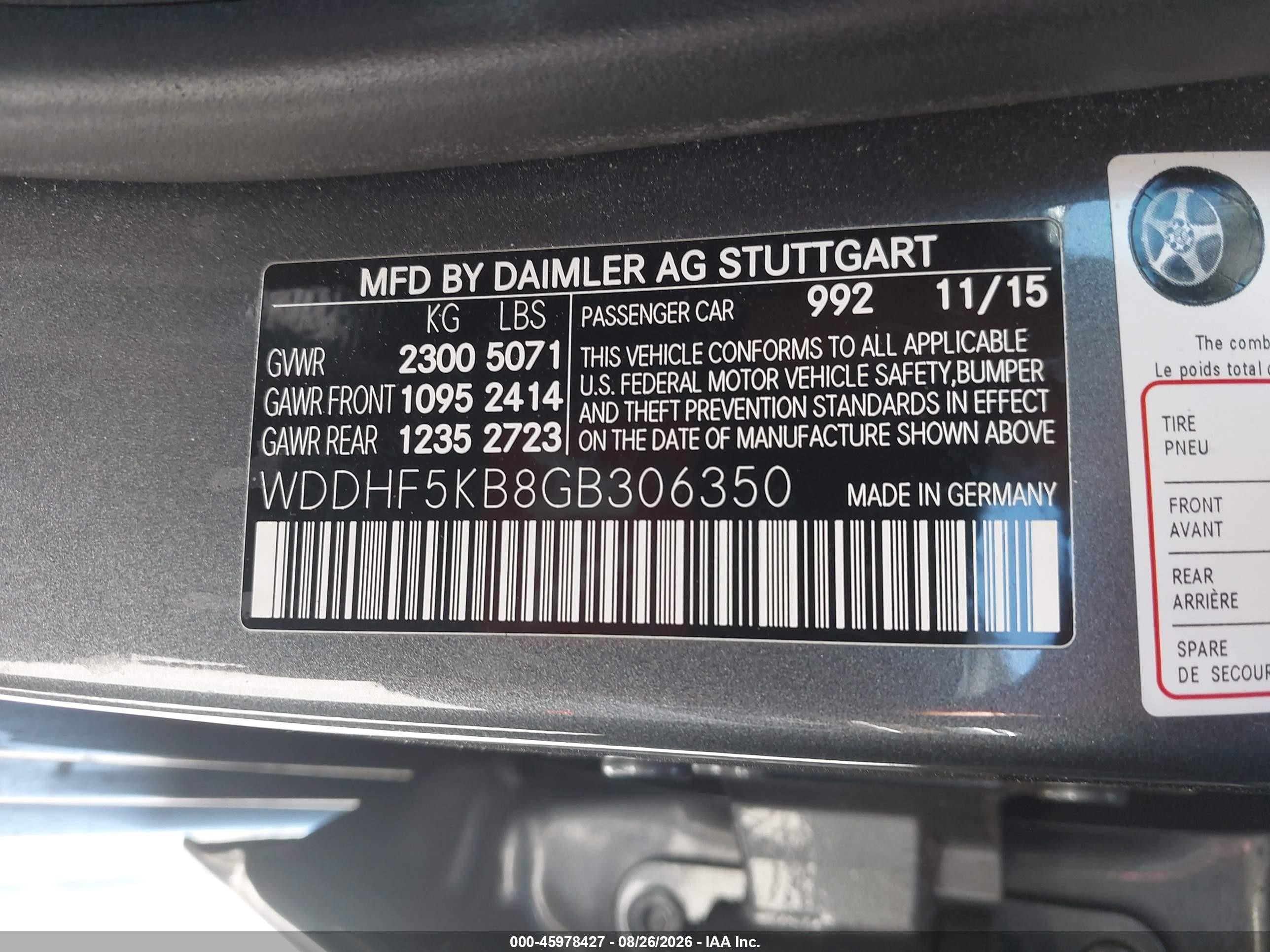 2016 Mercedes-benz E 350   Серый vin: WDDHF5KB8GB306350