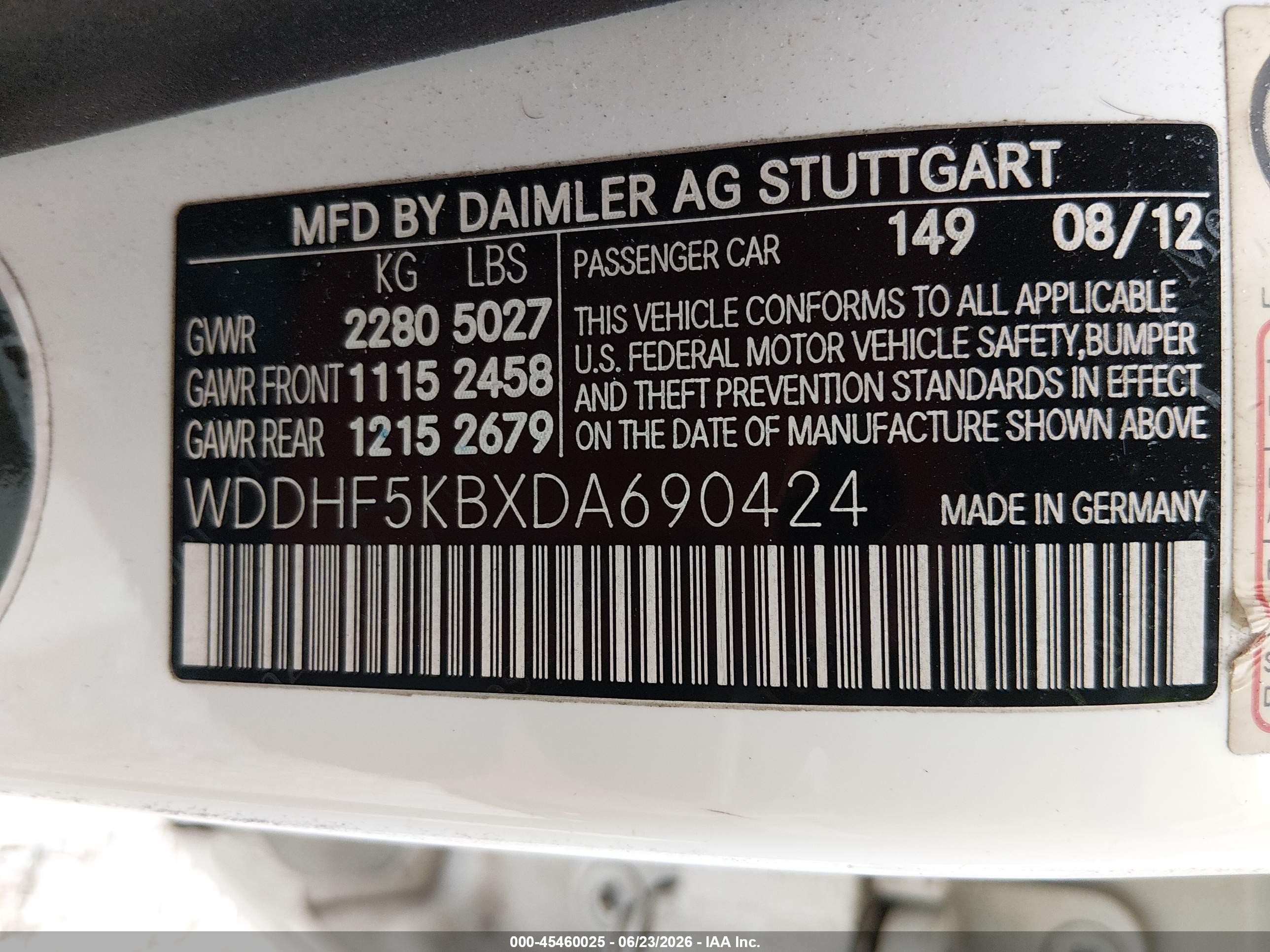 2013 Mercedes-benz E 350   Белый vin: WDDHF5KBXDA690424