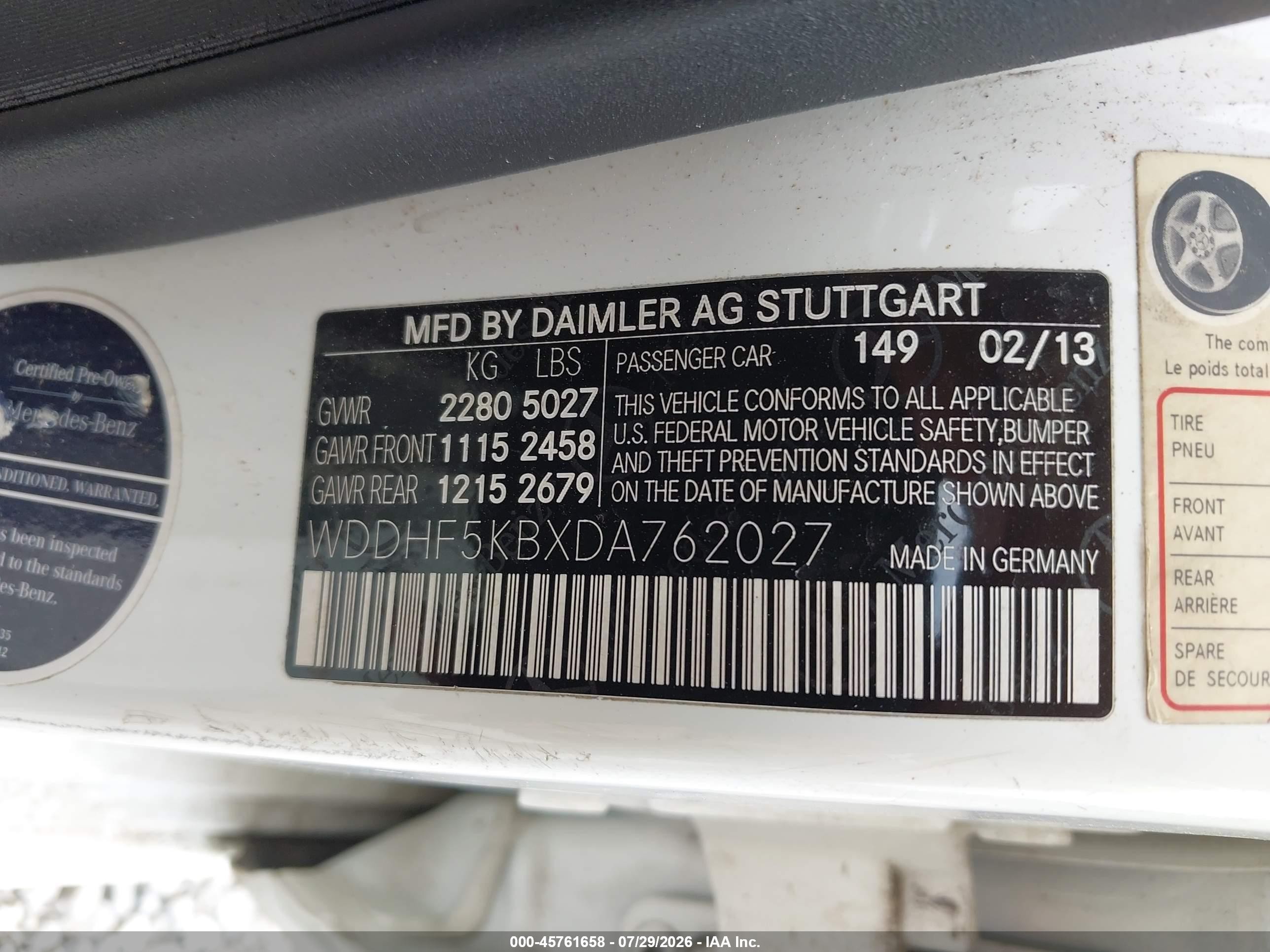 2013 Mercedes-benz E 350 Белый vin: WDDHF5KBXDA762027