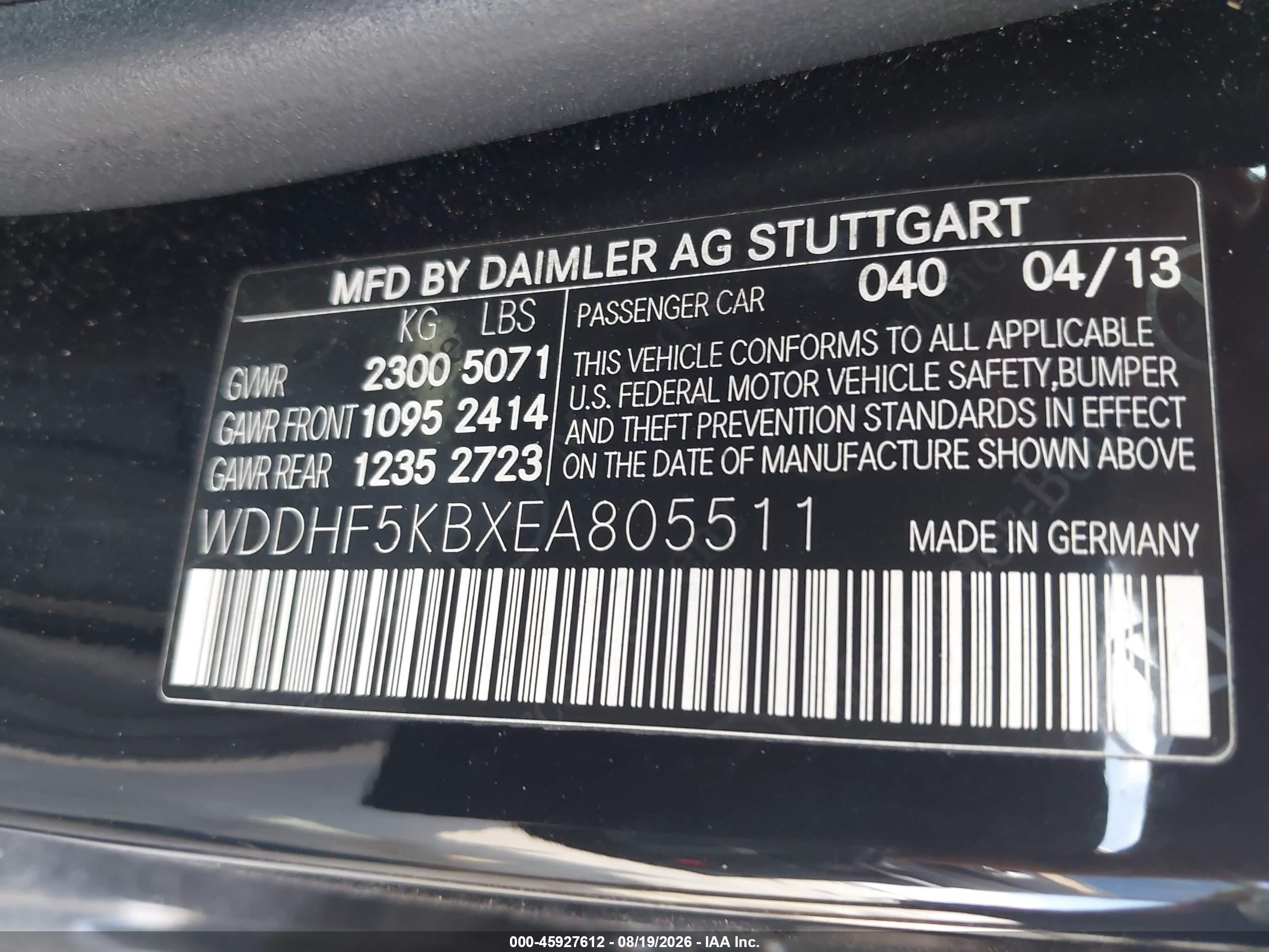 2014 Mercedes-benz E 350   Black vin: WDDHF5KBXEA805511