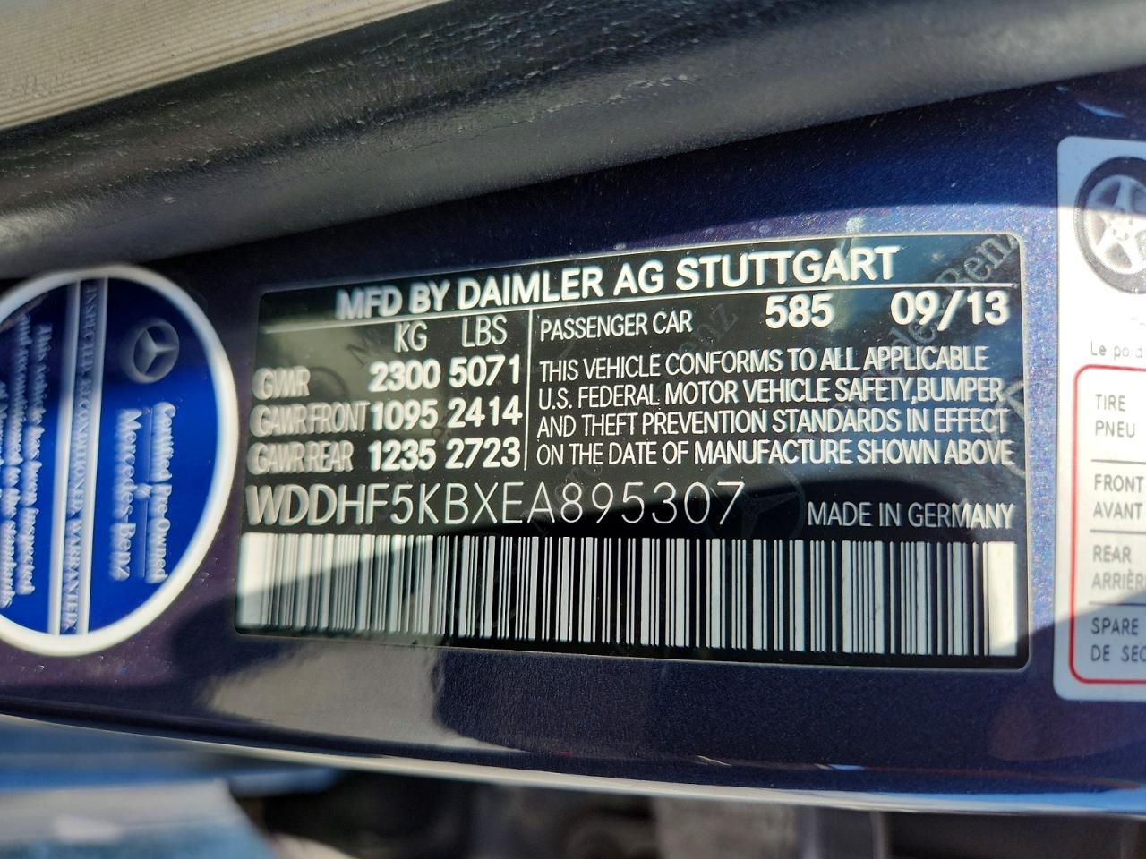 2014 Mercedes-benz E 350 Blue vin: WDDHF5KBXEA895307