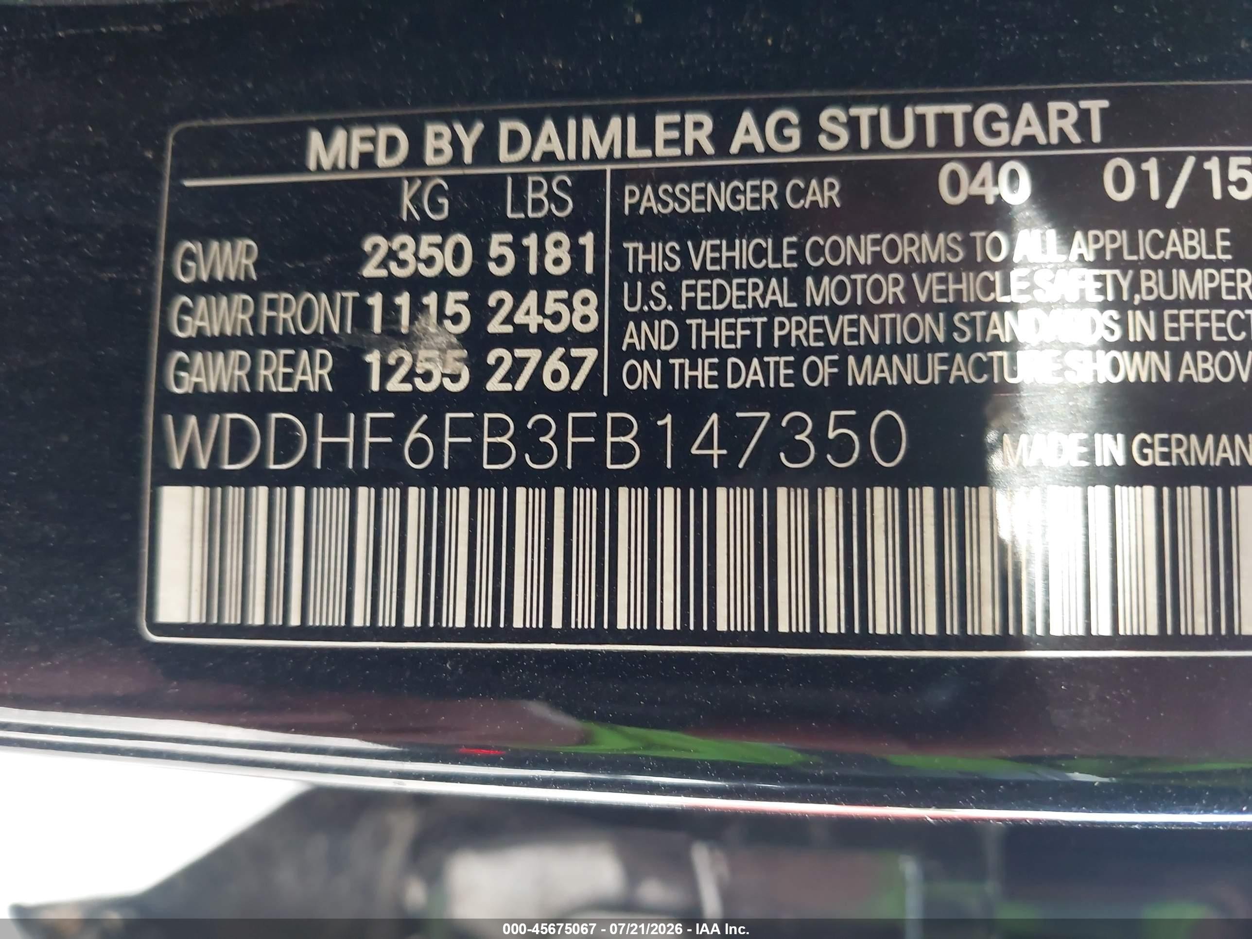 2015 Mercedes-benz E 400 Black vin: WDDHF6FB3FB147350
