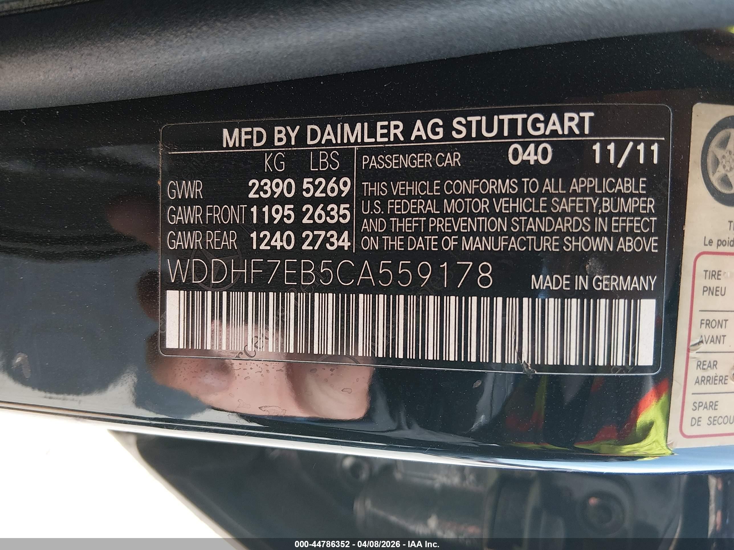 2012 Mercedes-benz E 63 Amg   Black vin: WDDHF7EB5CA559178