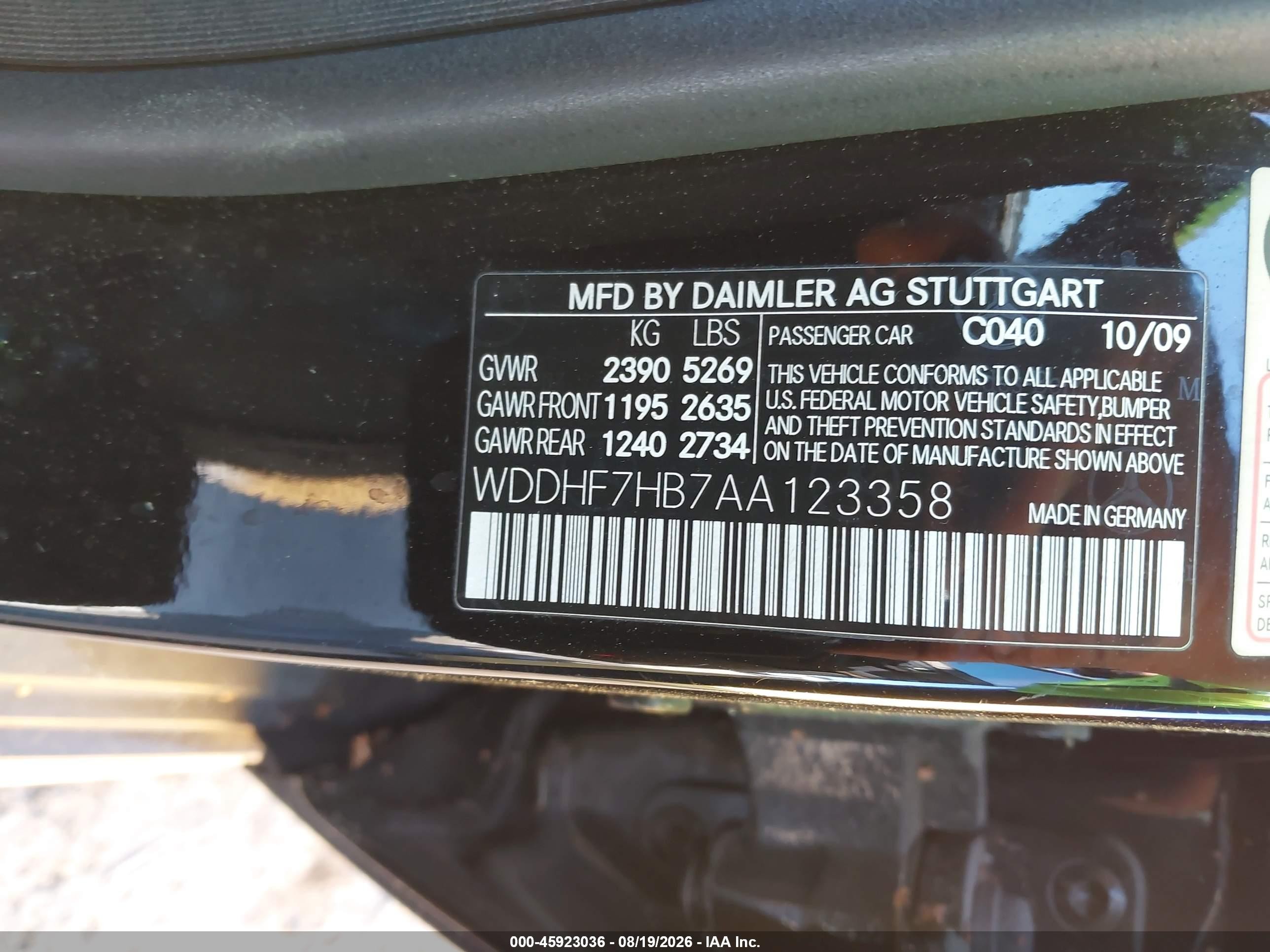 2010 Mercedes-benz E 63 Amg   Black vin: WDDHF7HB7AA123358