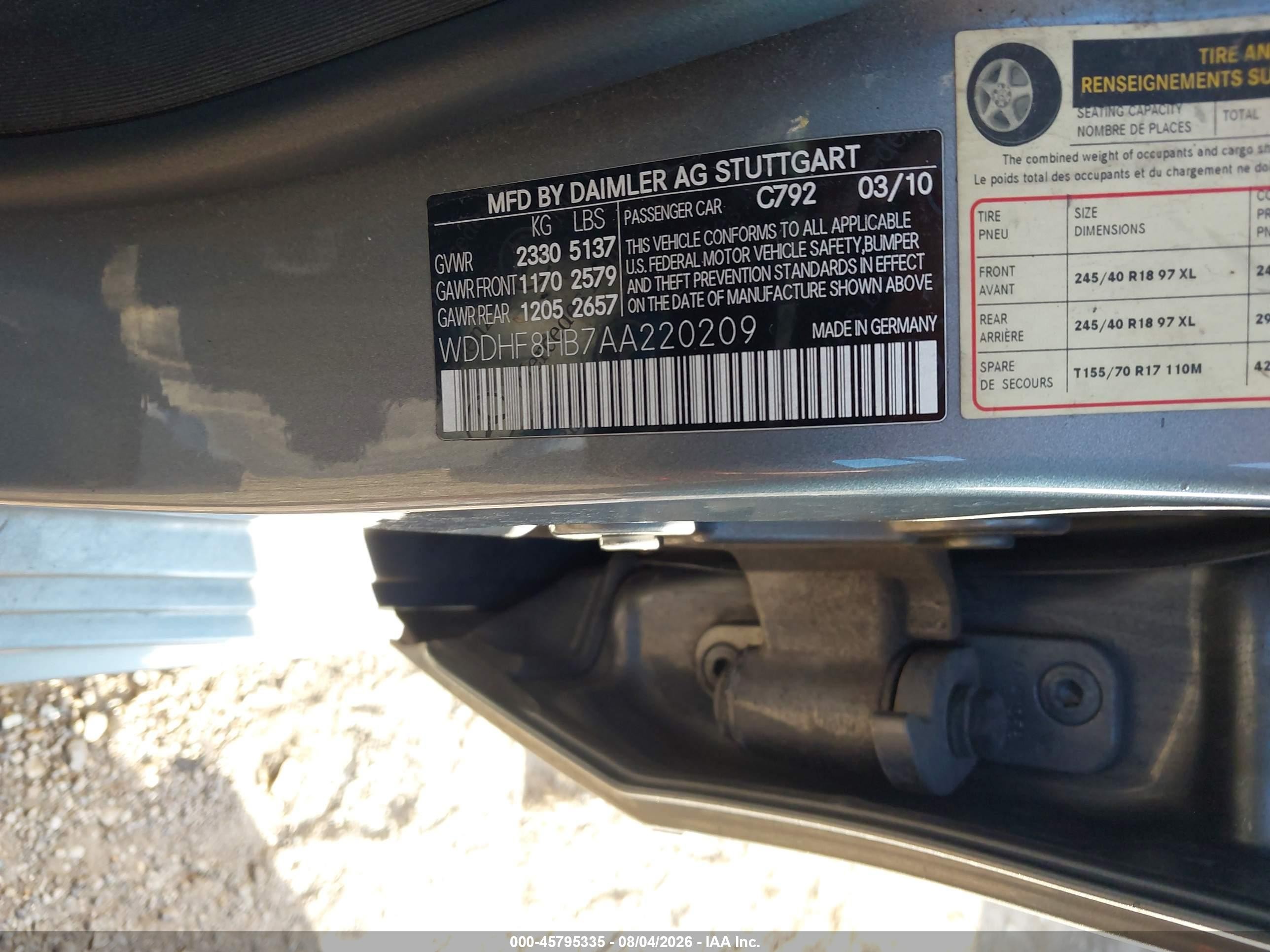 2010 Mercedes-benz E 350 4matic Gray vin: WDDHF8HB7AA220209