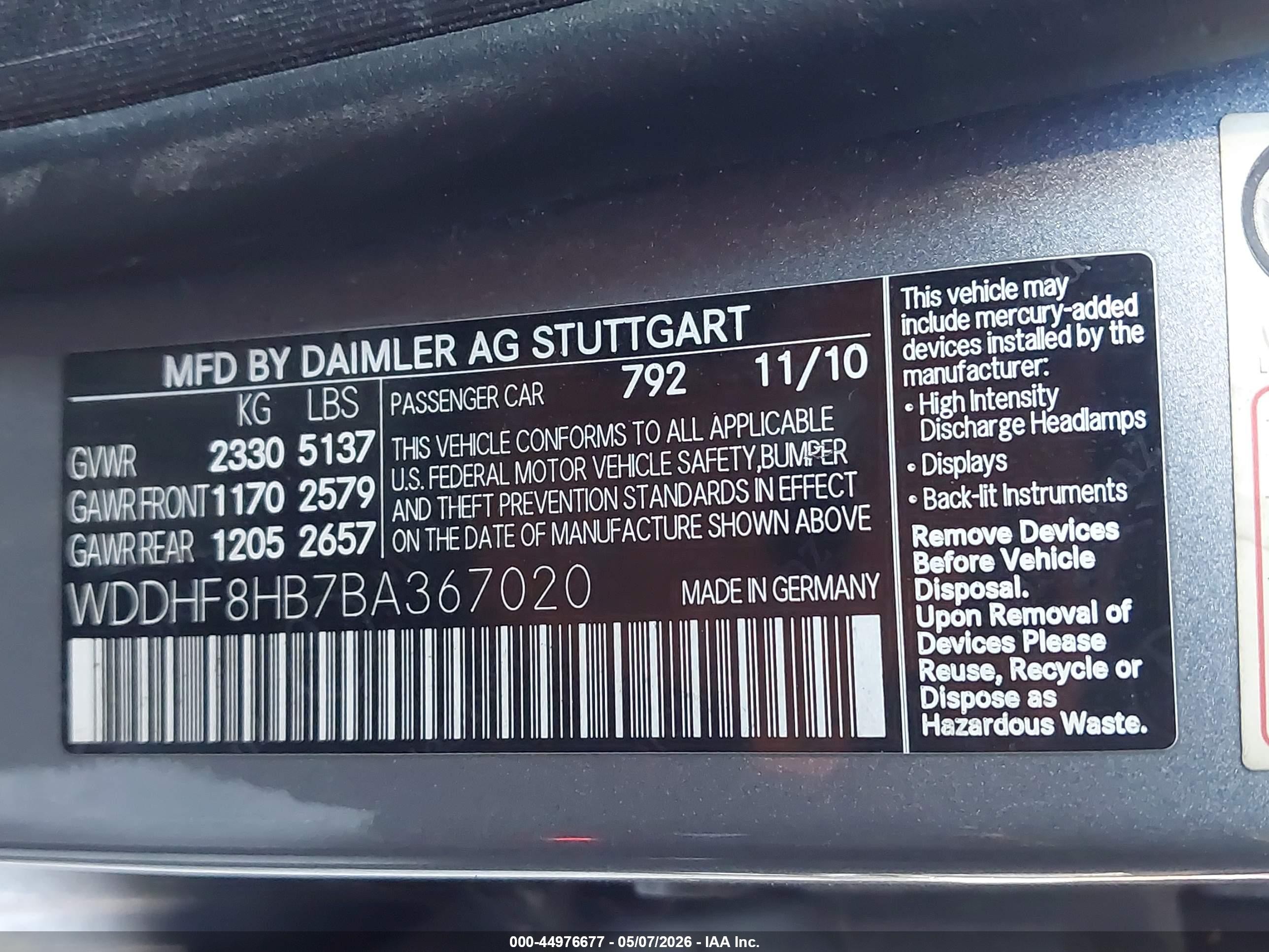 2011 Mercedes-benz E 350 4matic Серый vin: WDDHF8HB7BA367020