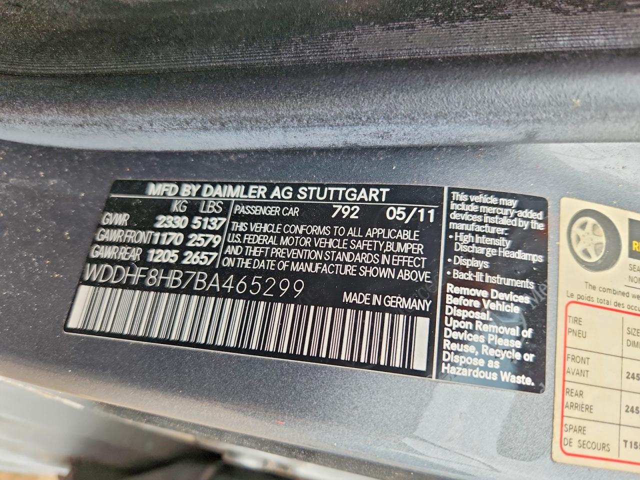 2011 Mercedes-benz E 350 4matic Gray vin: WDDHF8HB7BA465299