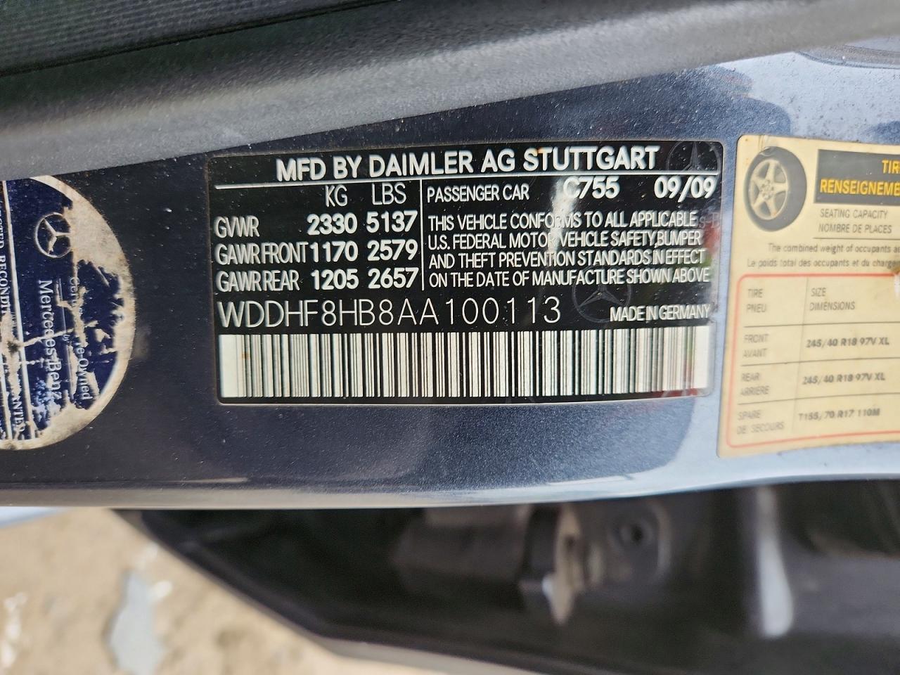 2010 Mercedes-benz E 350 4matic Charcoal vin: WDDHF8HB8AA100113