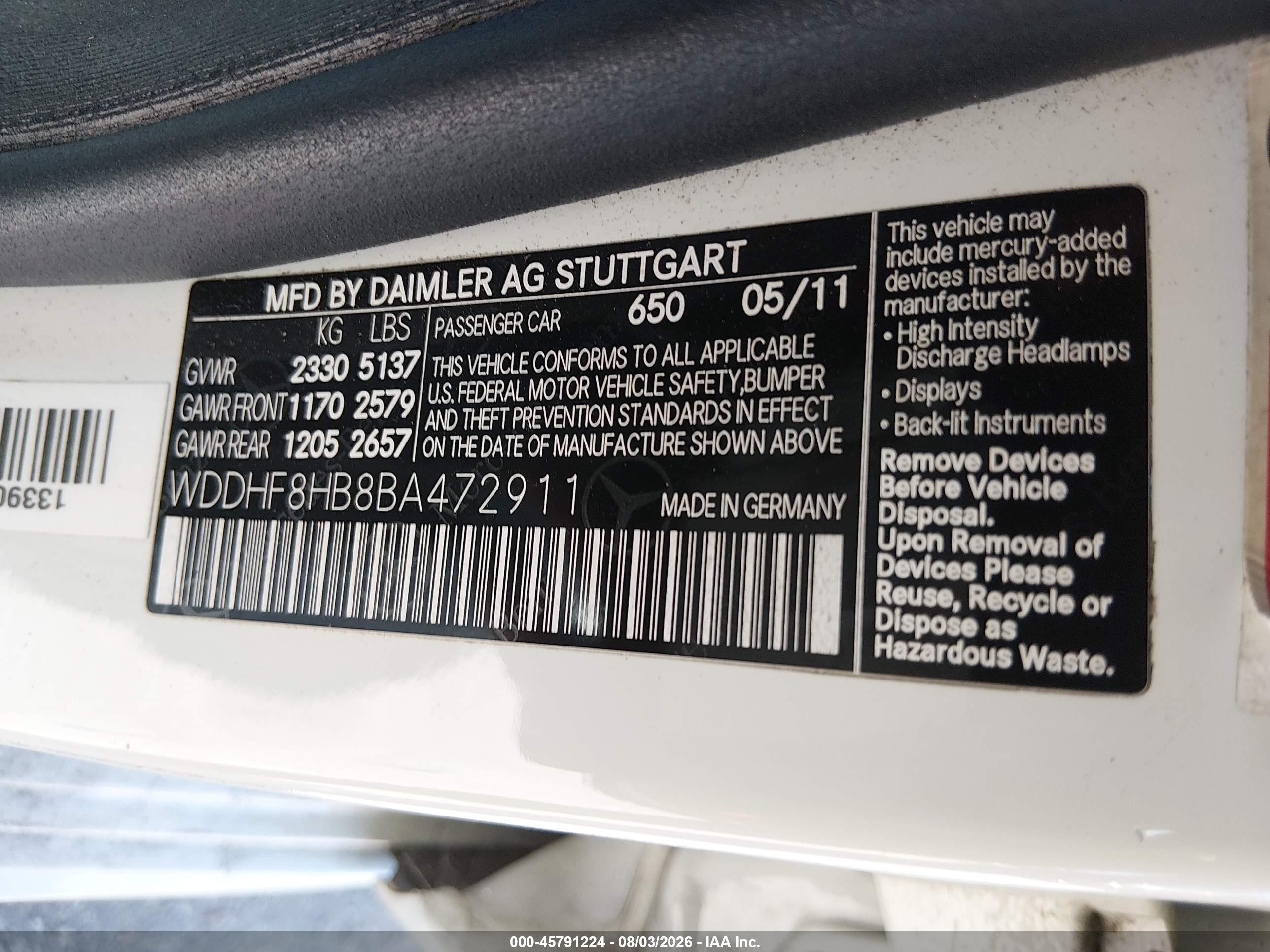 2011 Mercedes-benz E 350 4matic White vin: WDDHF8HB8BA472911