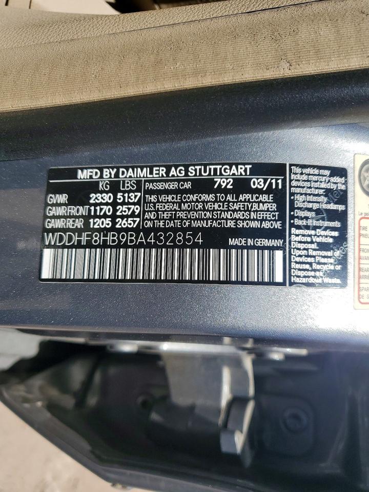 2011 Mercedes-benz E 350 4matic Серый vin: WDDHF8HB9BA432854