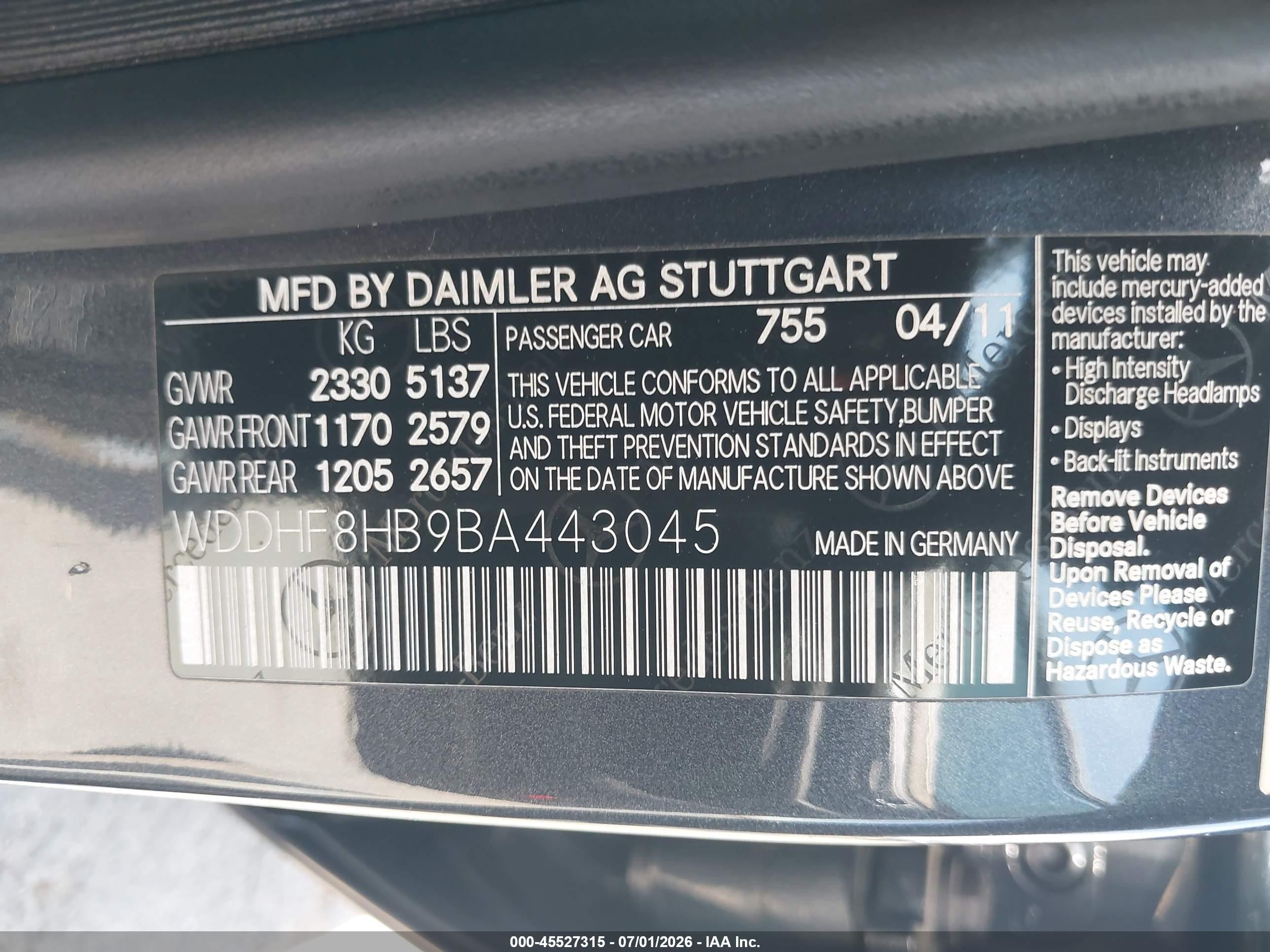 2011 Mercedes-benz E 350 4matic Gray vin: WDDHF8HB9BA443045